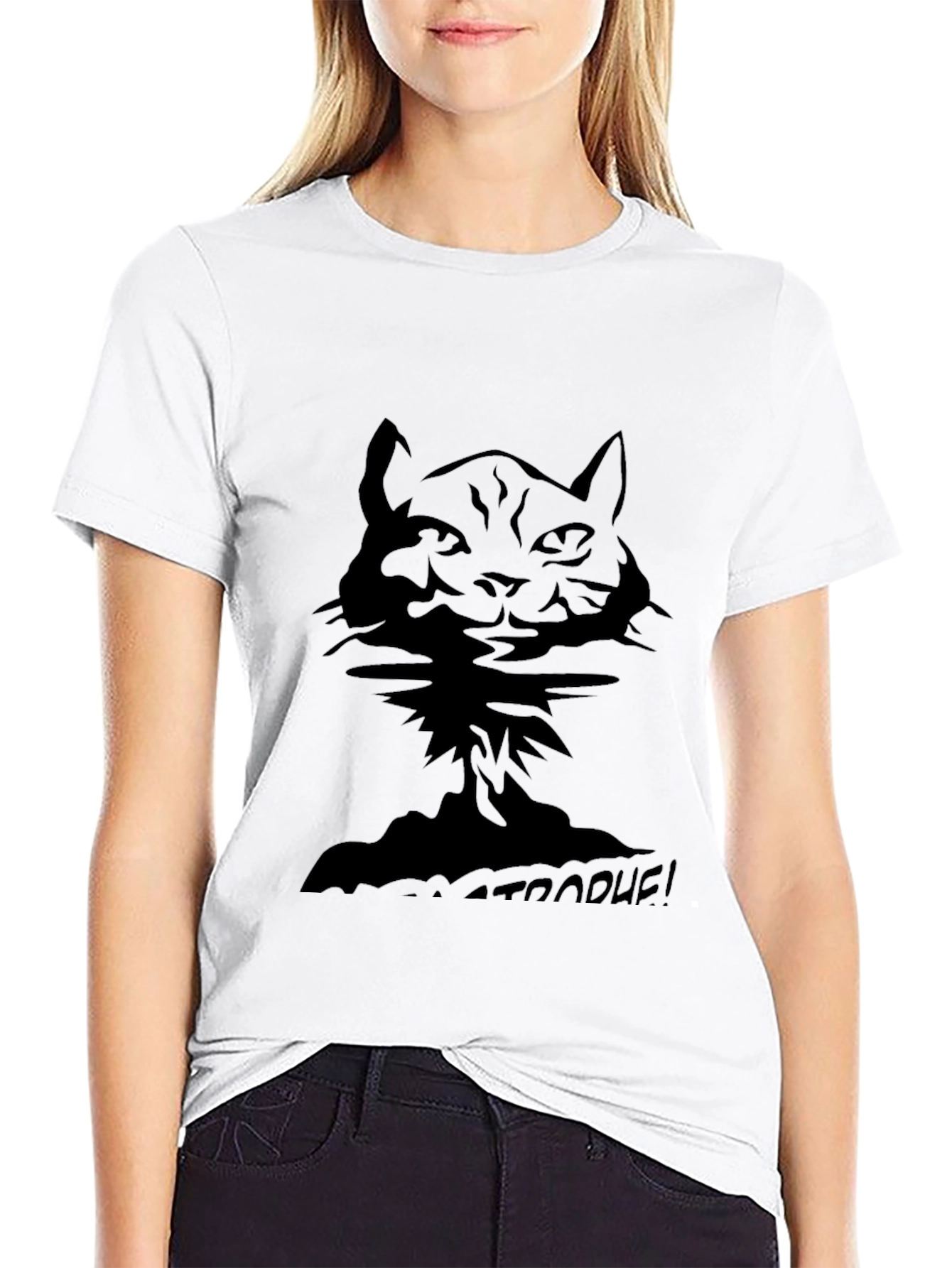 Black Cat-astrophe! Black Graphic Tee view 9