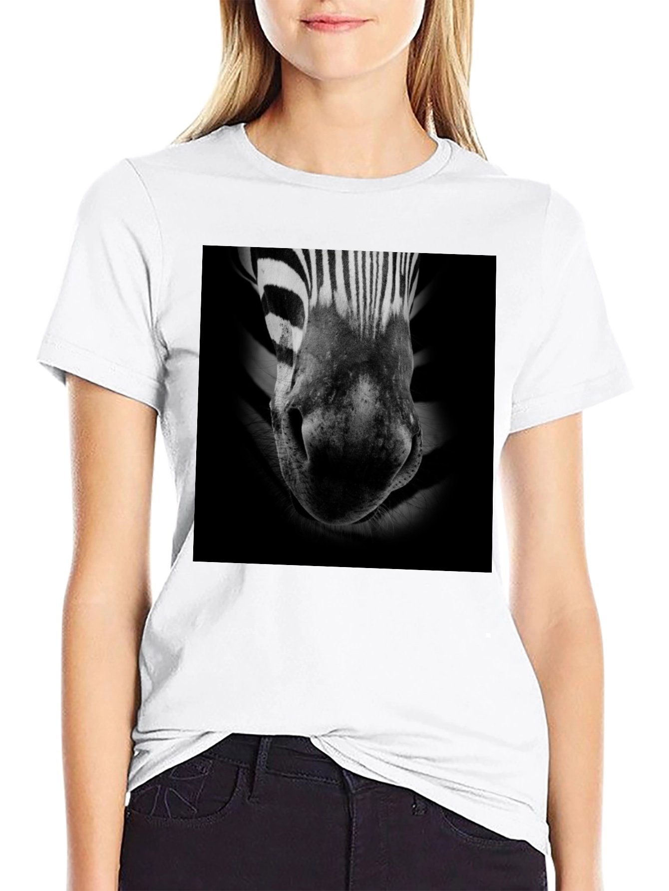 Black Zebra Nose Graphic T-Shirt - Black Cotton Tee view 9