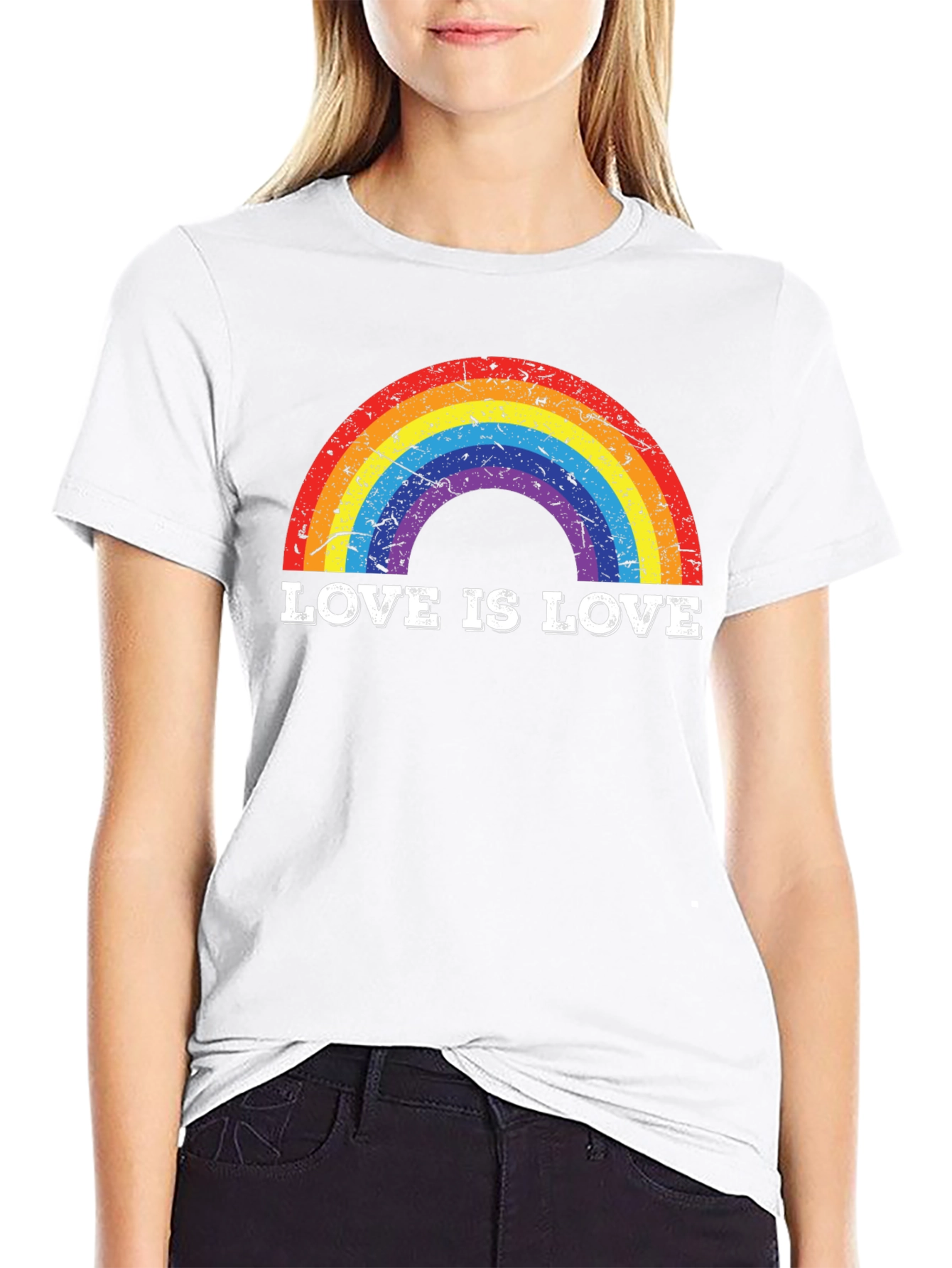 Black Love Is Love Rainbow Graphic Tee - Pride T-Shirt view 9