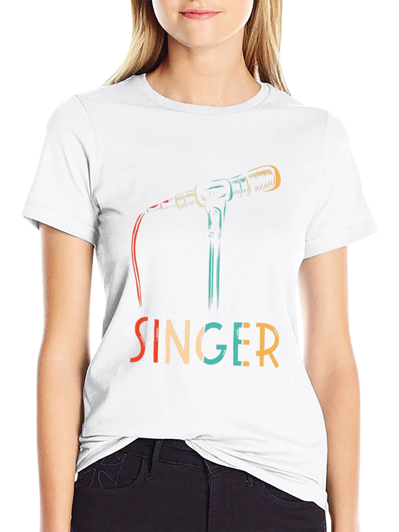 Black Singer Microphone Graphic Tee view 9