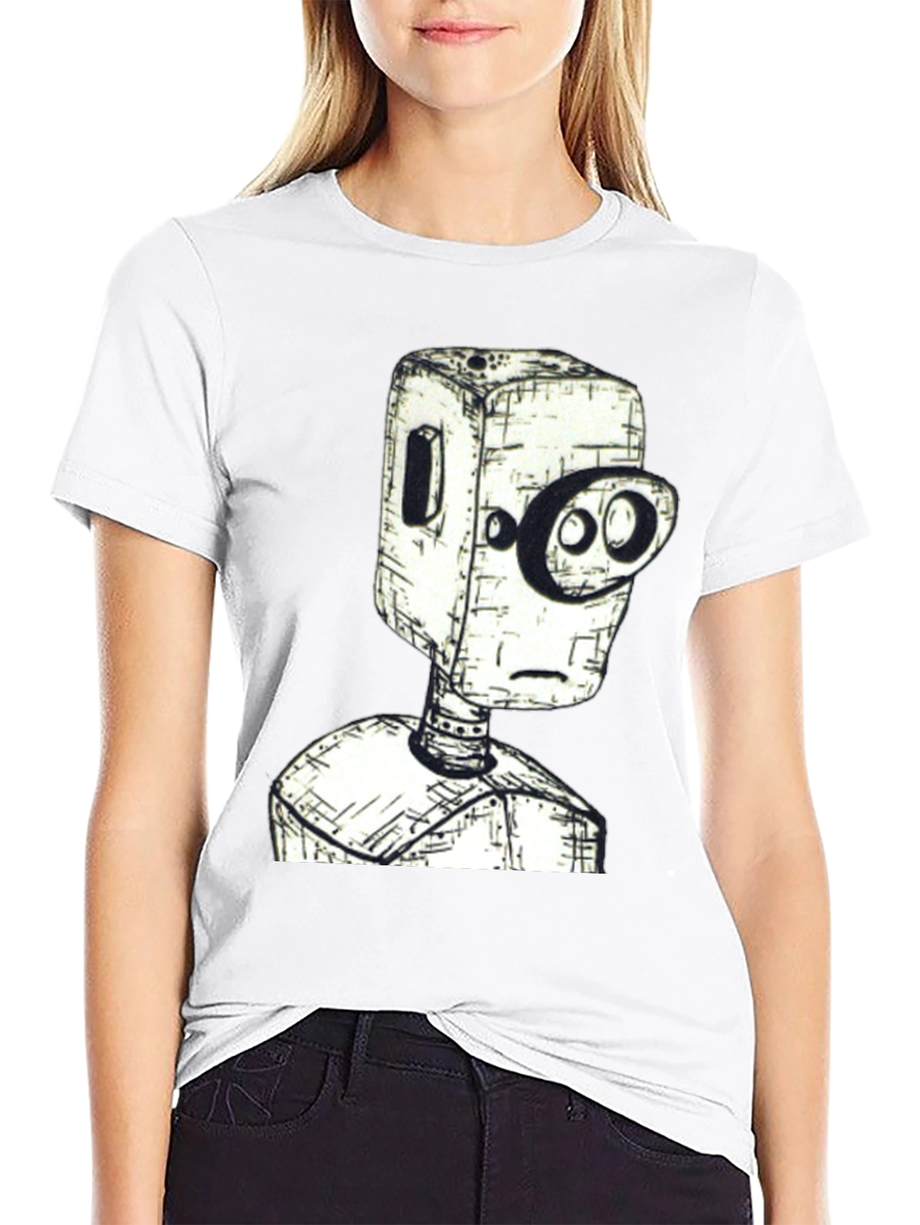 Black Robot Head Graphic Tee - Unique Design, Black Shirt view 9
