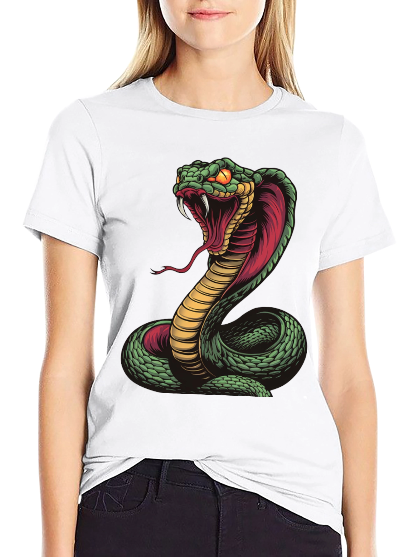Black Cobra Snake Graphic Tee - Fierce Serpent Design view 9