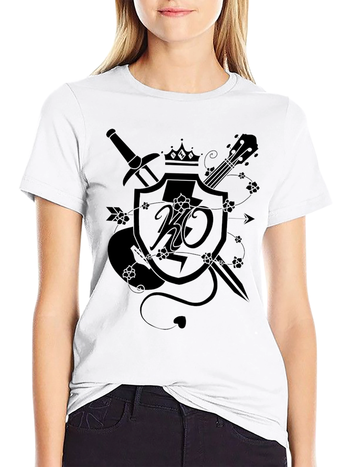Black Embroidered Crest Graphic T-Shirt - Black view 9