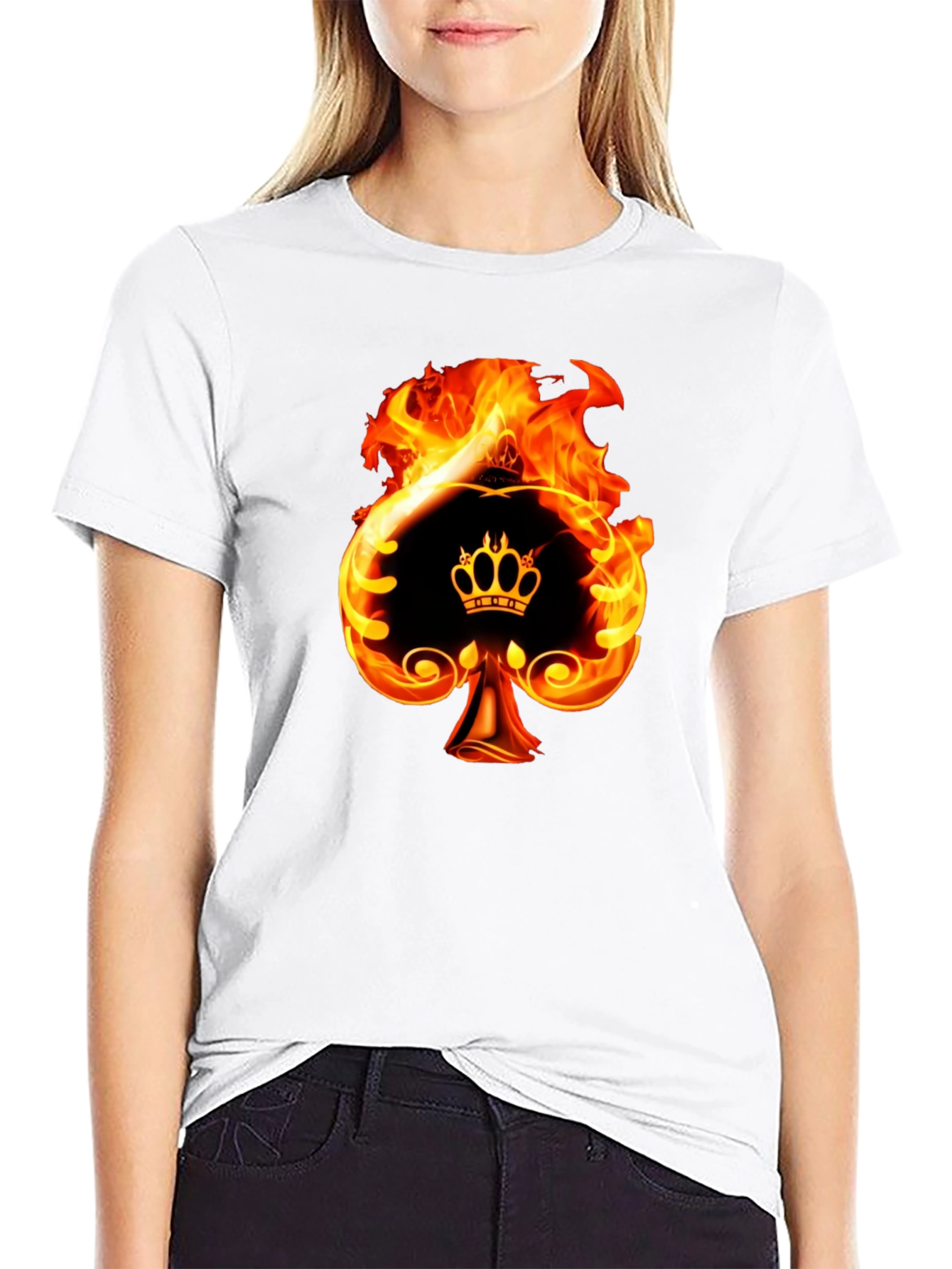 Black Fiery Spade King Graphic Tee view 9
