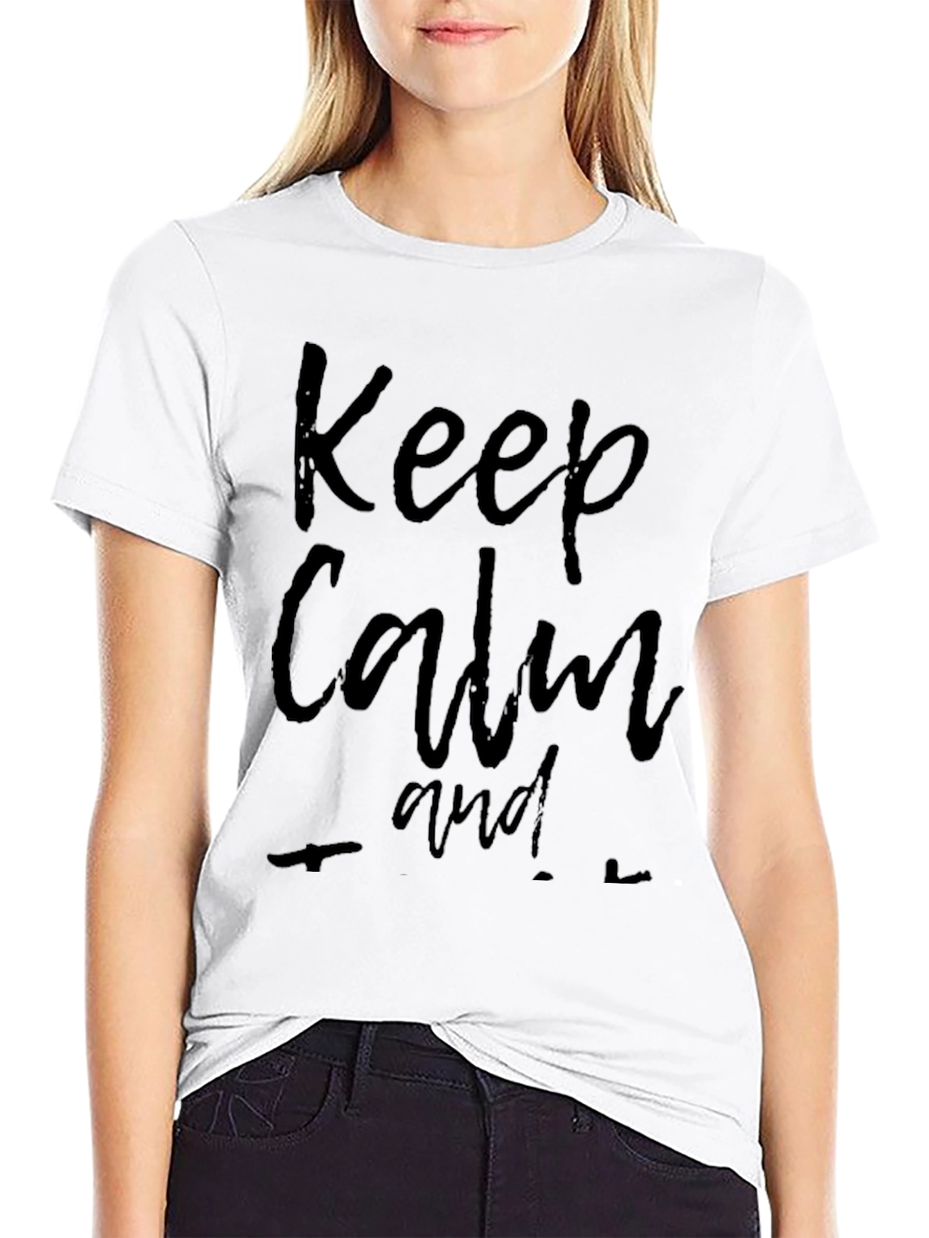 Black Keep Calm Black Graphic T-Shirt view 9