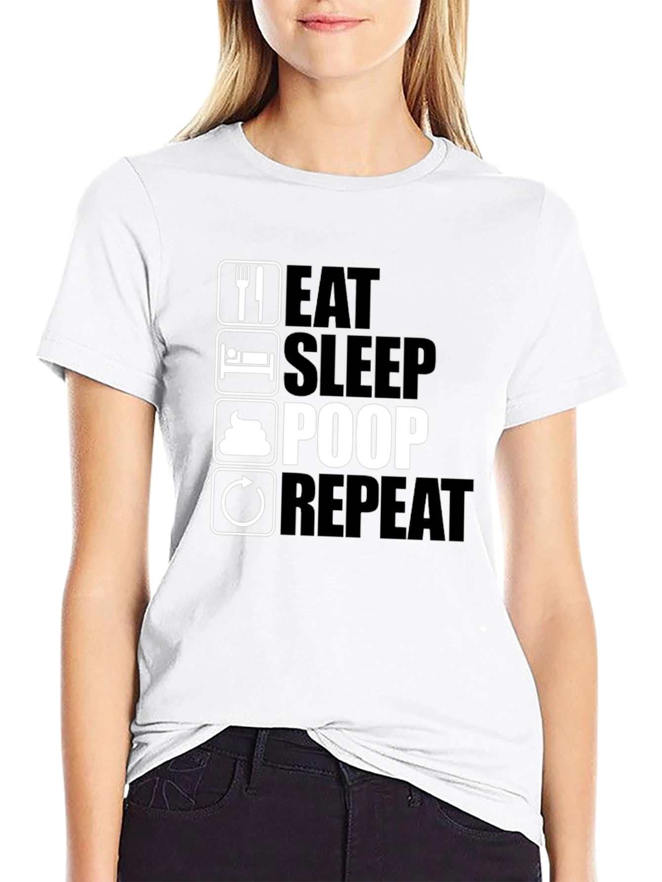 Black Eat Sleep Poop Repeat Black T-Shirt view 9