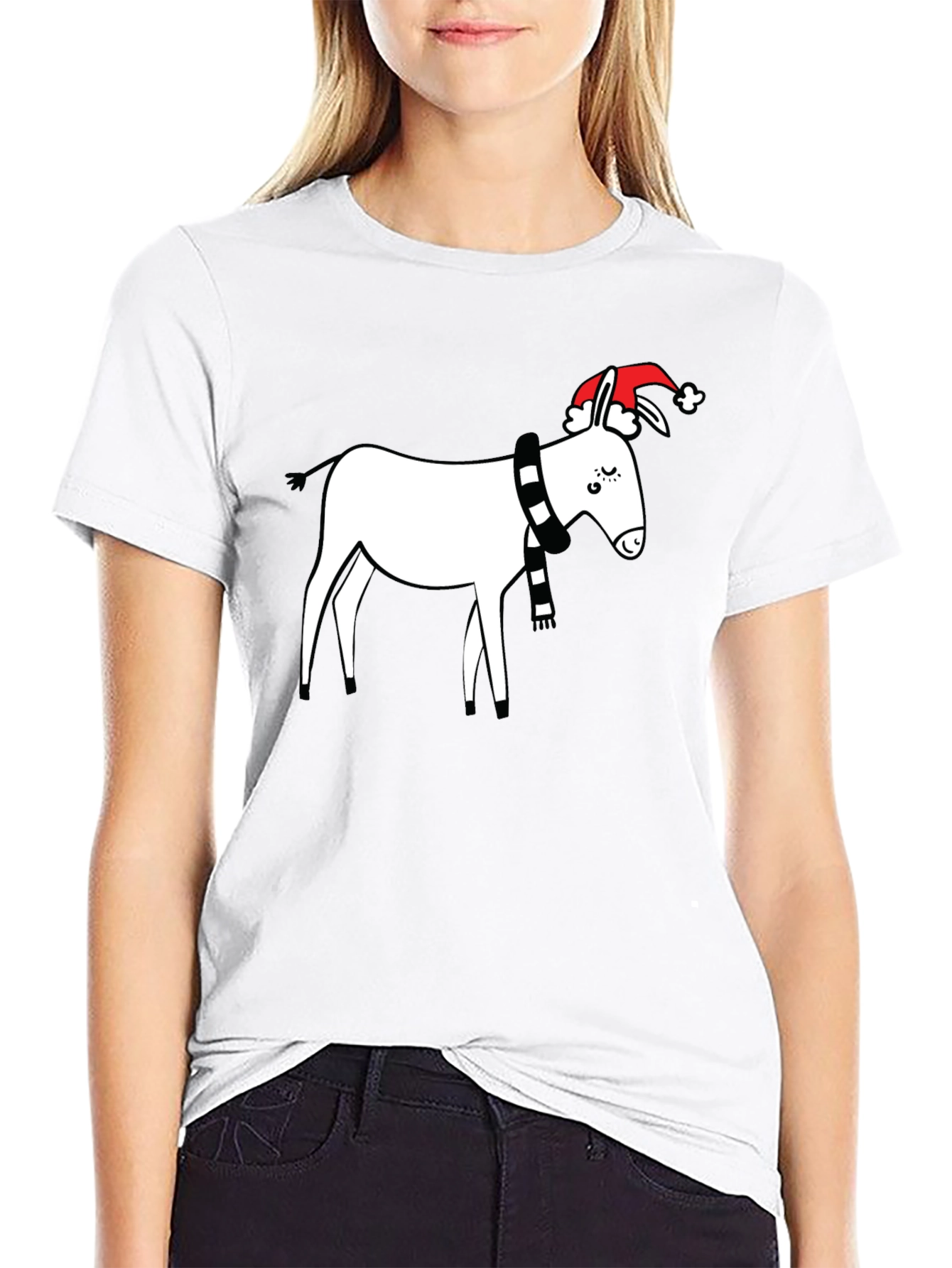 Black Festive Donkey T-Shirt - Holiday Humor view 9