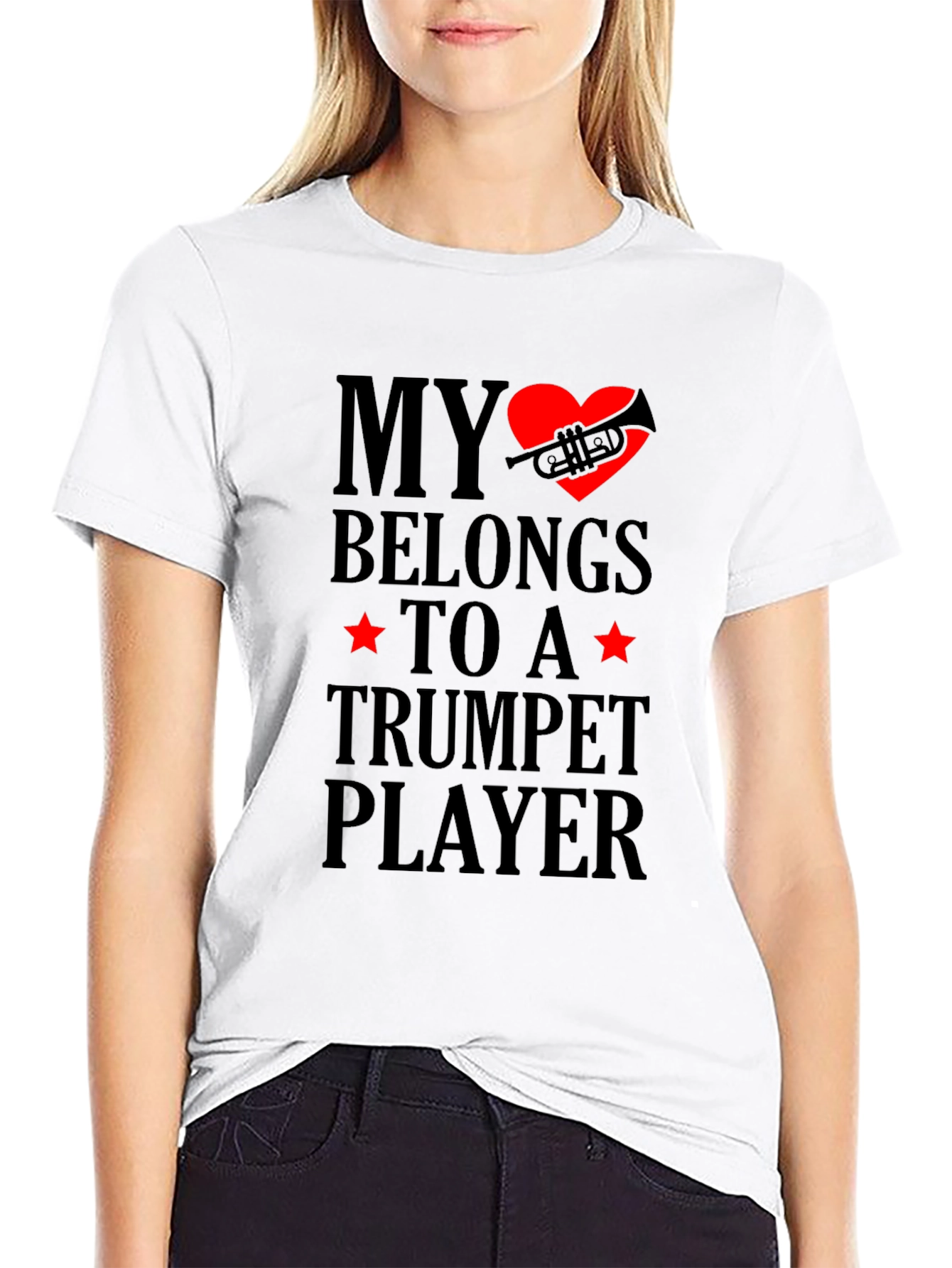 Black My Heart Belongs to a Trumpet Player T-Shirt view 9