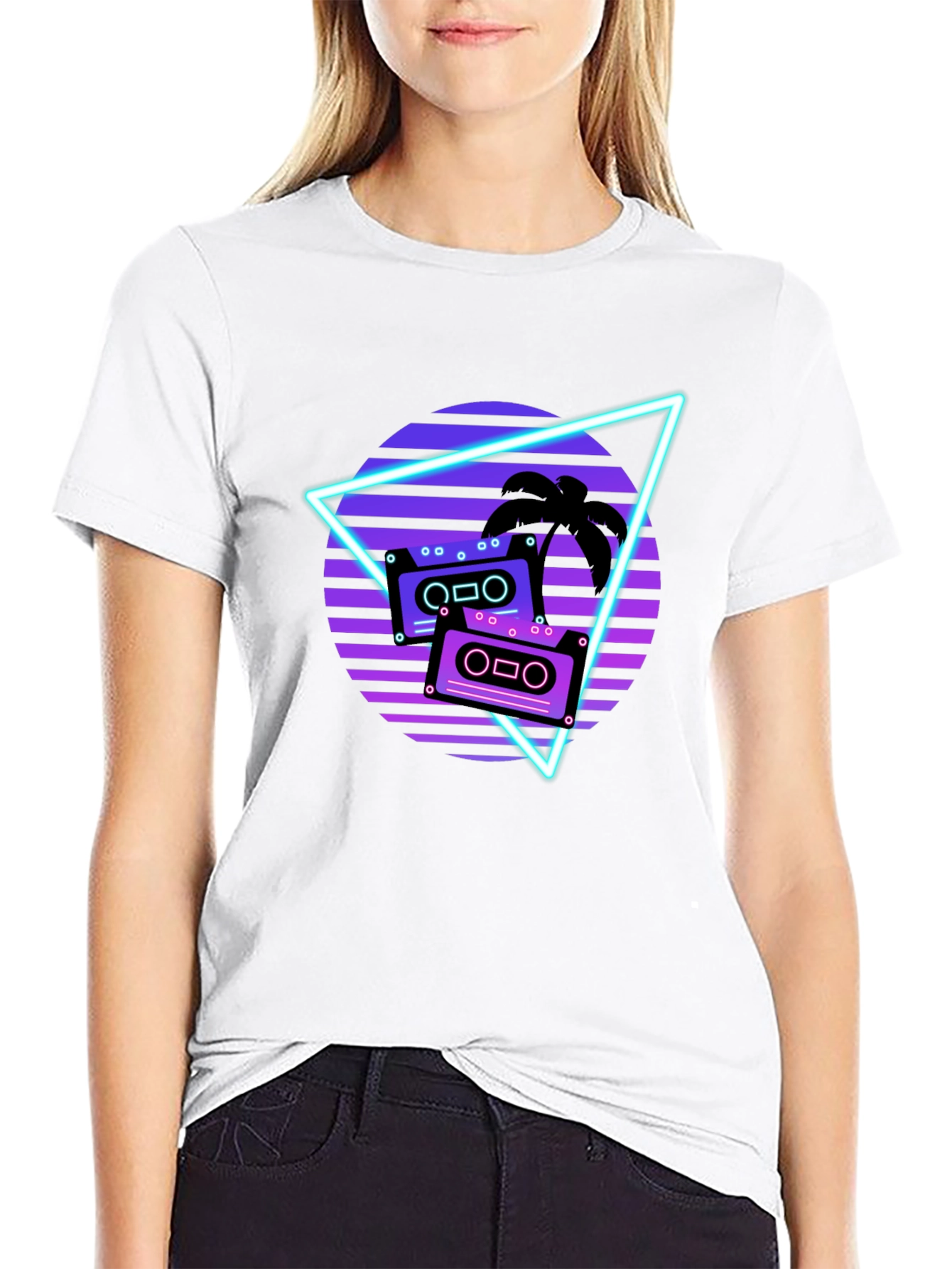 Black Retro Wave Cassette Graphic Tee view 9