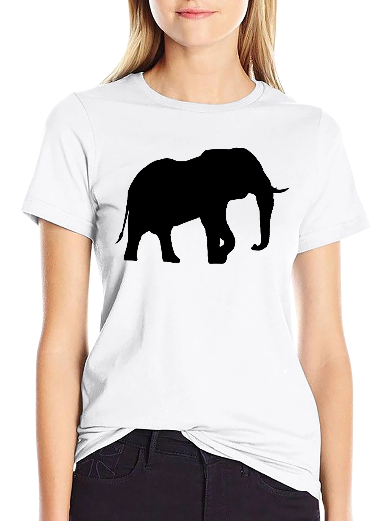 Black Elephant Silhouette Black T-Shirt view 9