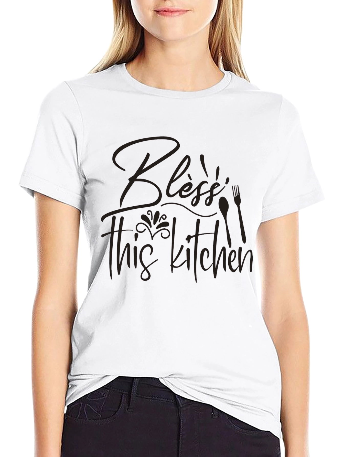 Black Bless This Kitchen Graphic Tee - Comfort Fit view 9