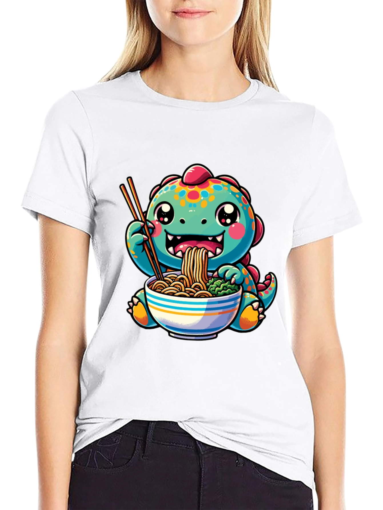 Black Dino Ramen Lover T-Shirt view 9