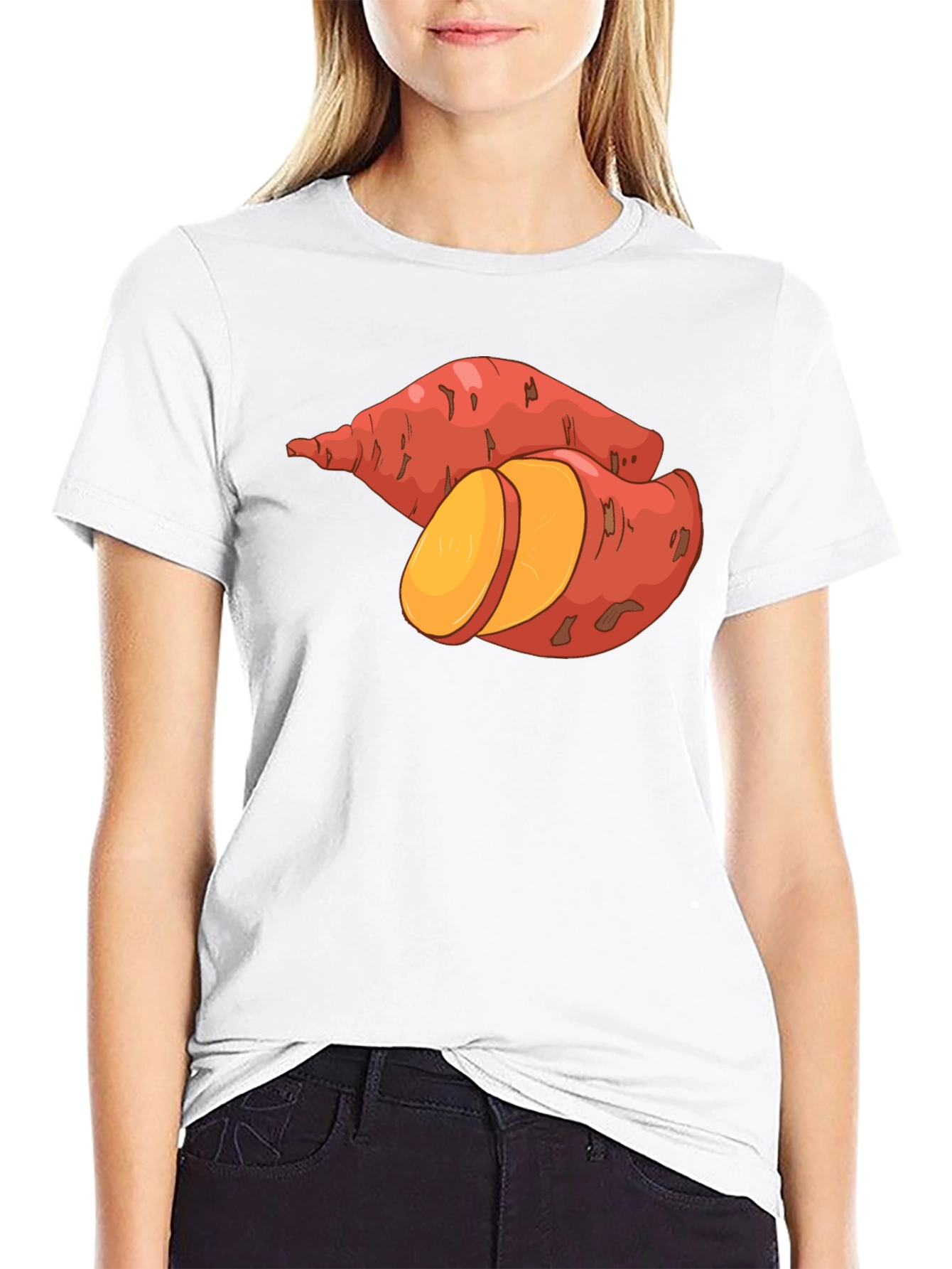 Black Sweet Potato Graphic Tee - Black Unisex T-Shirt view 9