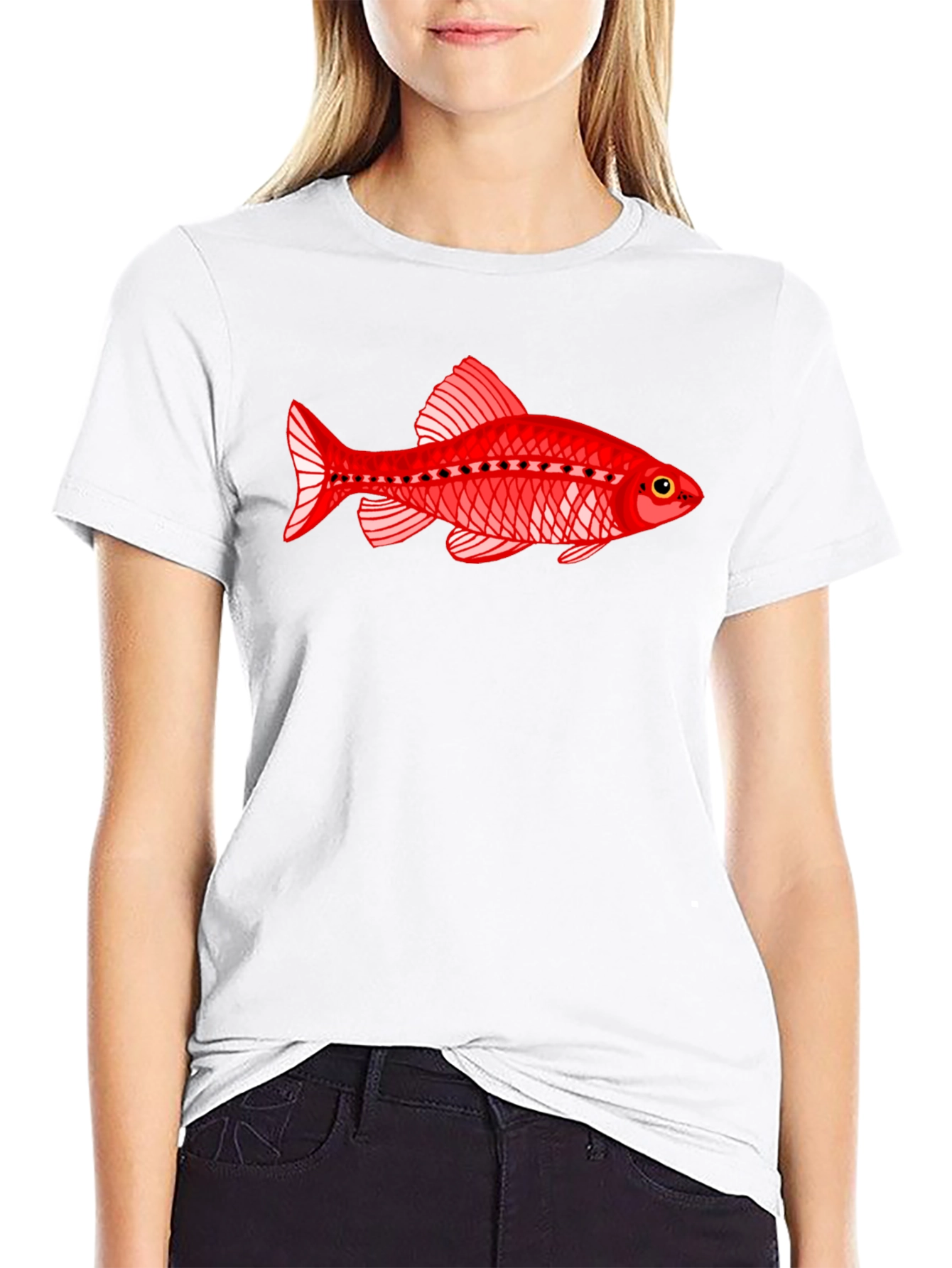 Black Red Fish Graphic T-Shirt view 9