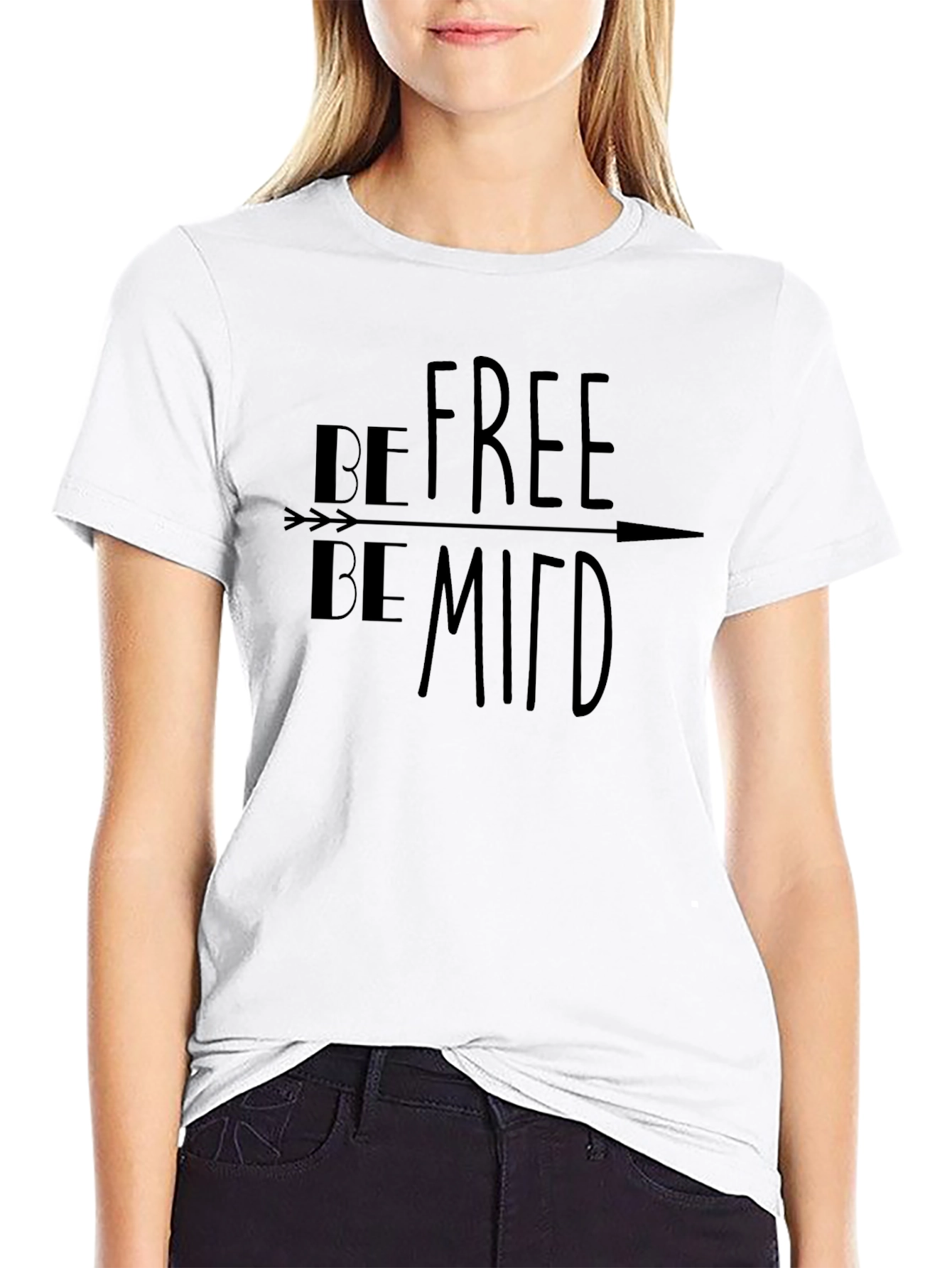Black Be Free Be Mindful Graphic Tee view 9