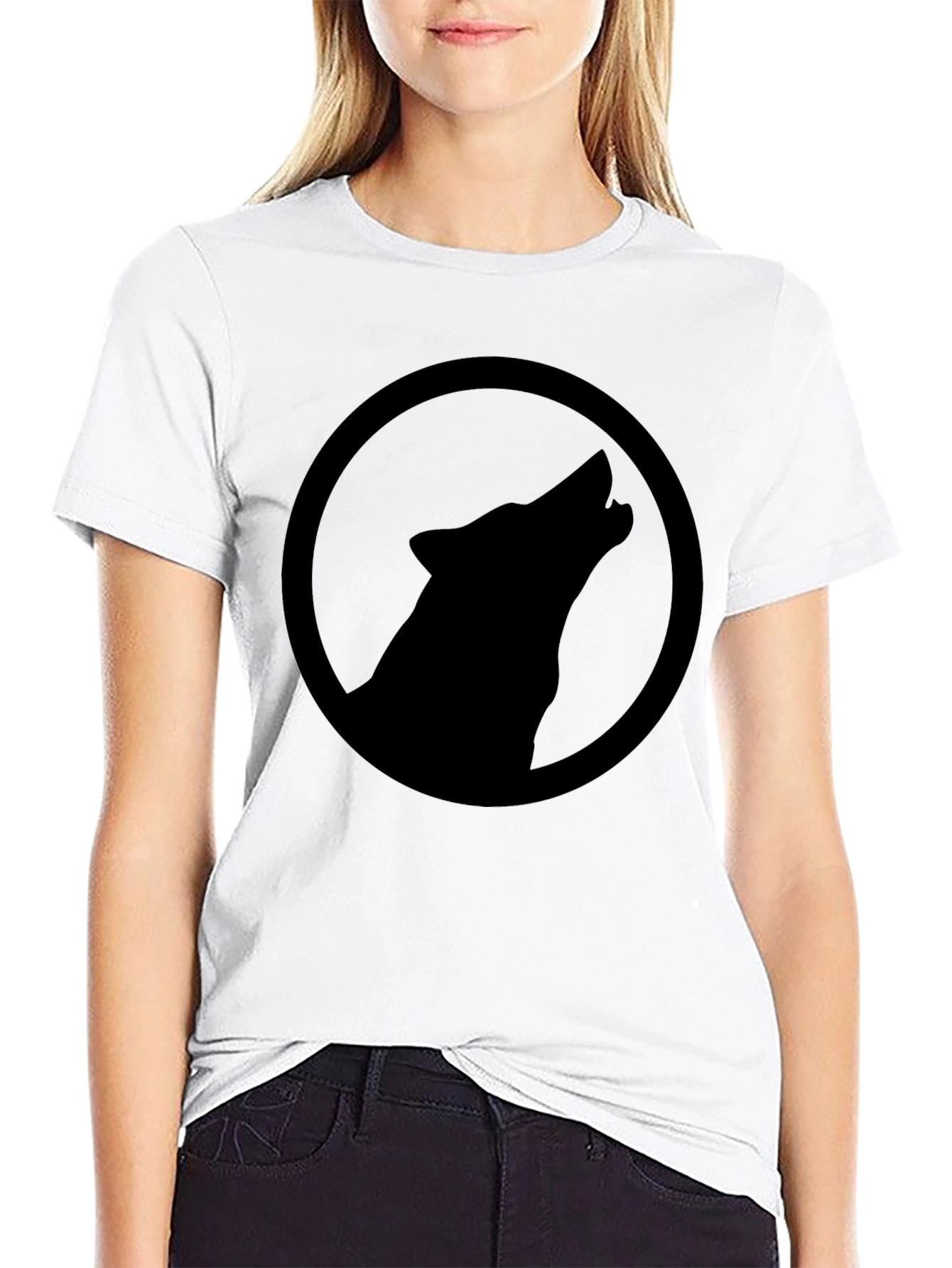 Black Black Wolf Silhouette T-Shirt - Unique Graphic Tee view 9