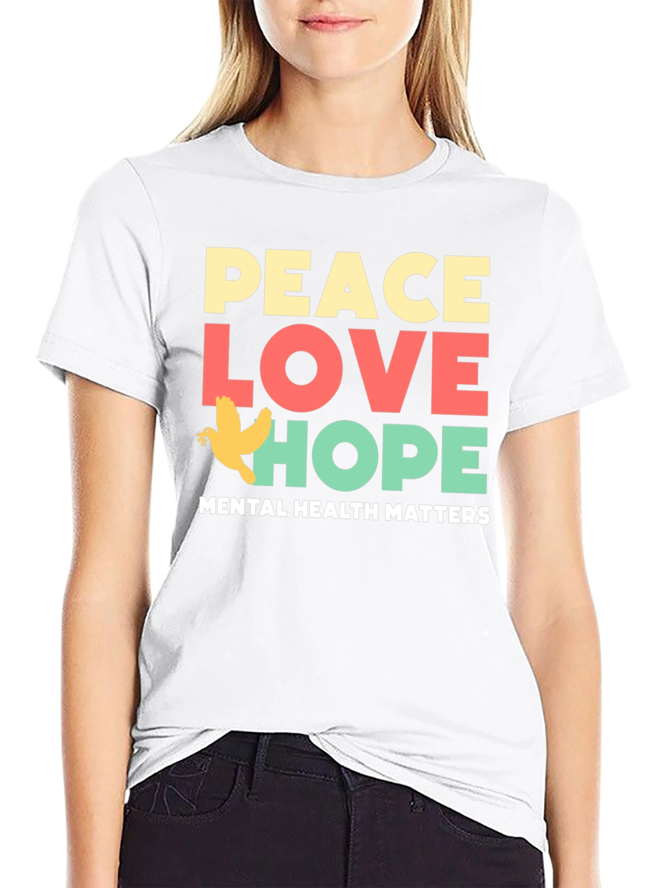 Black Peace Love Hope T-Shirt Mental Health Awareness Tee view 9