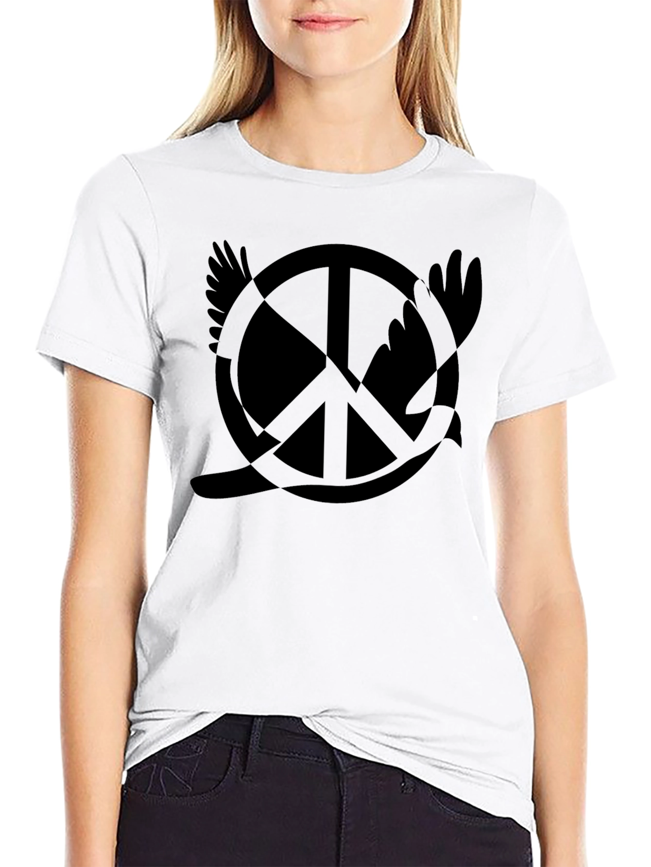 Black Peace Dove T-Shirt - Black Graphic Tee view 9