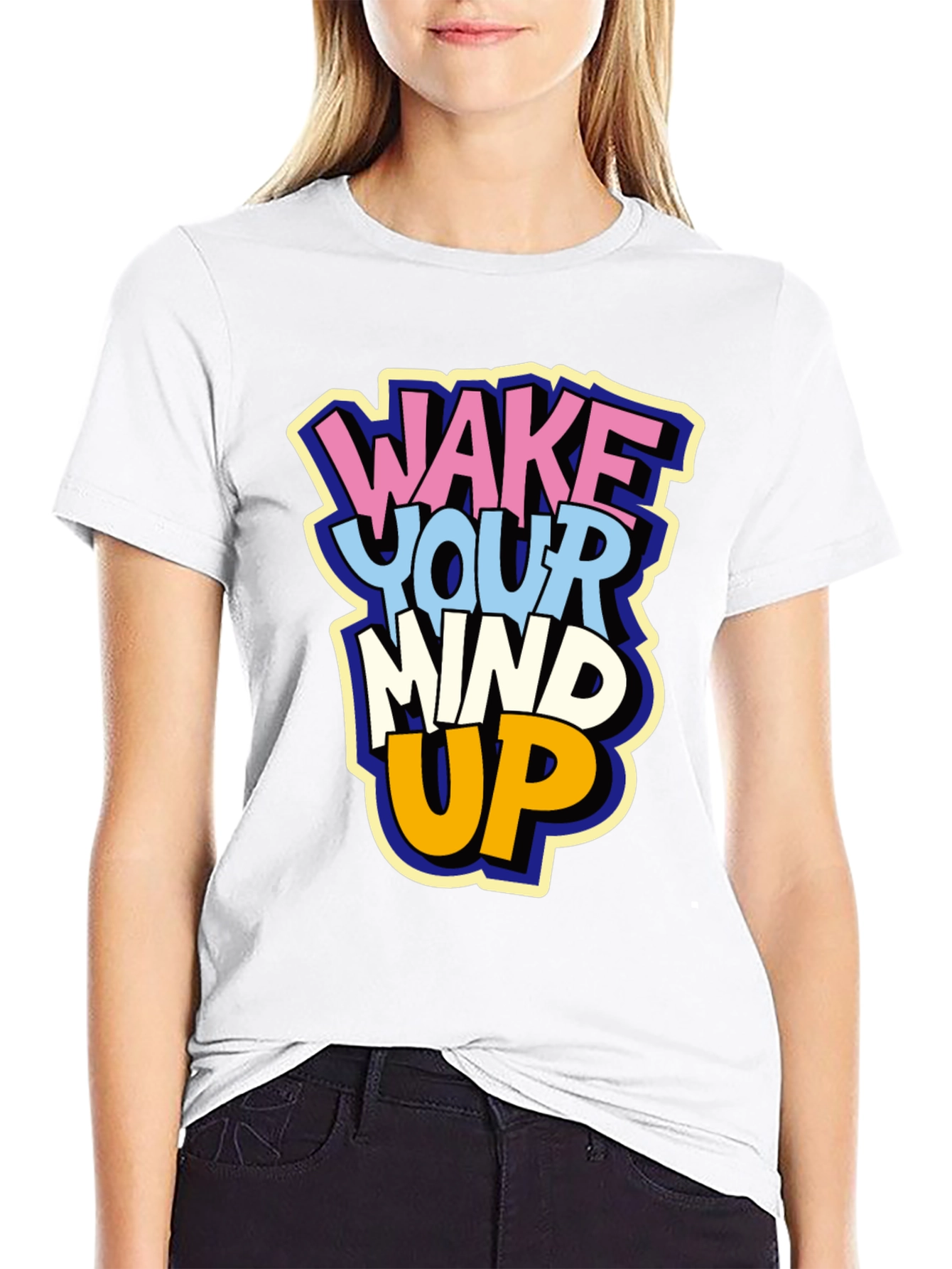 Black Wake Your Mind Up Graphic T-Shirt view 9