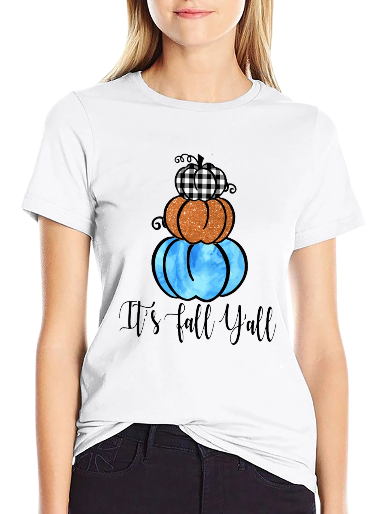 Black Fall Y'all Pumpkin Stack Tee view 9