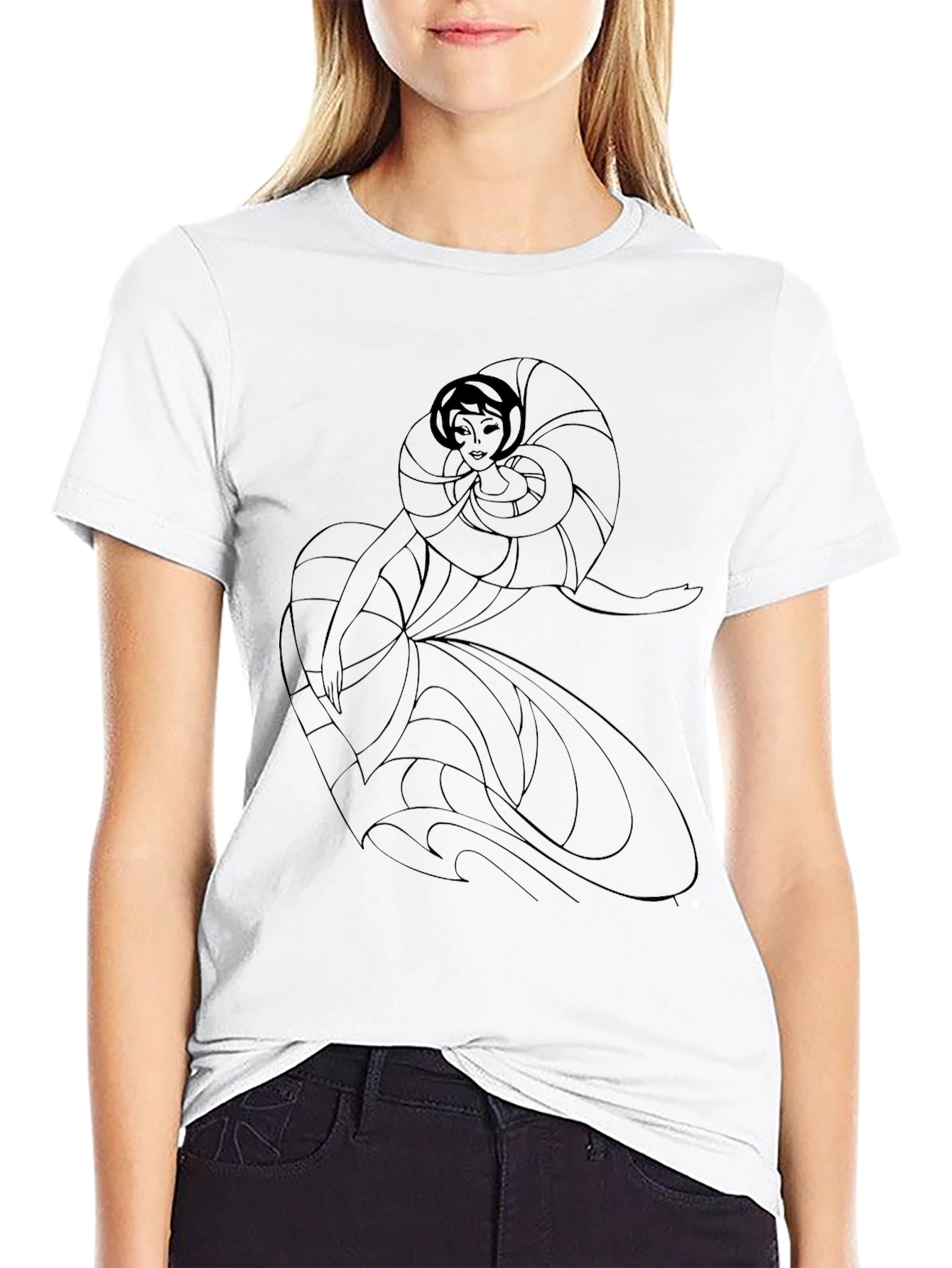 Black Elegant Woman Art Deco Black T-Shirt view 9