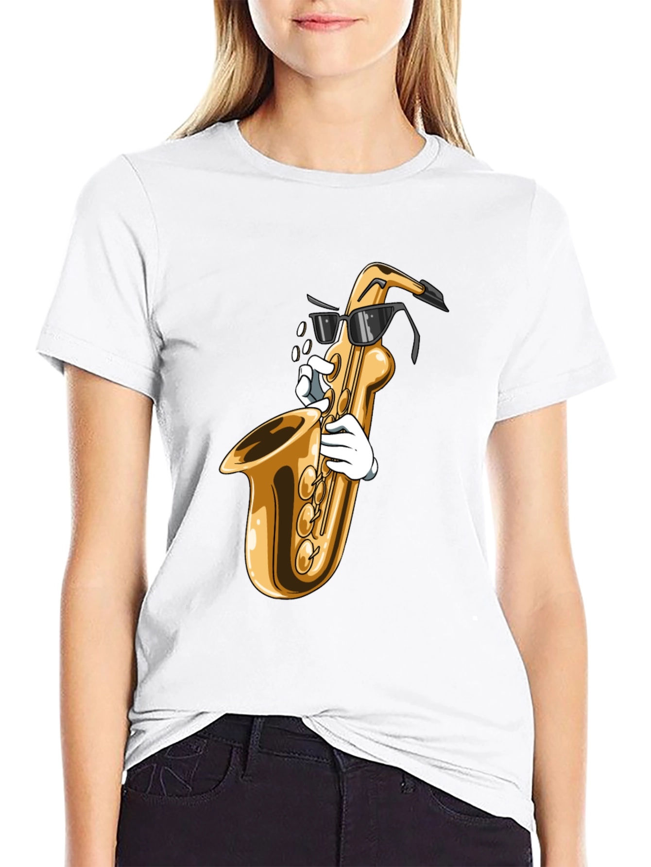 Black Cool Saxophone Graphic Tee - Music Lover Shirt view 9