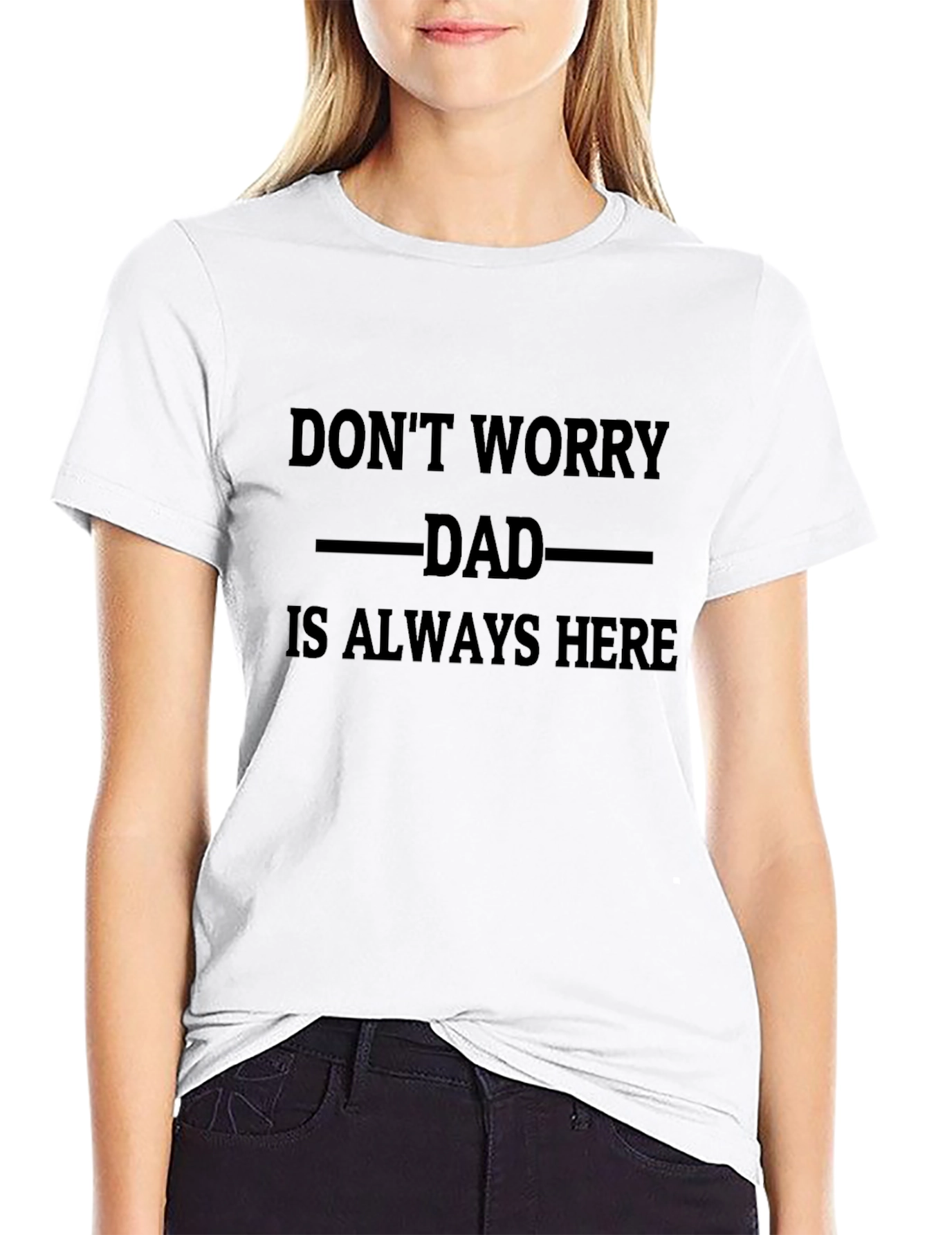 Black Dad Always Here T-Shirt - Black Cotton Tee view 9