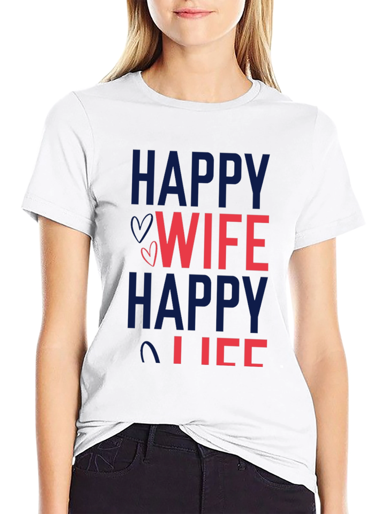 Black Happy Wife Happy Life Graphic T-Shirt view 9