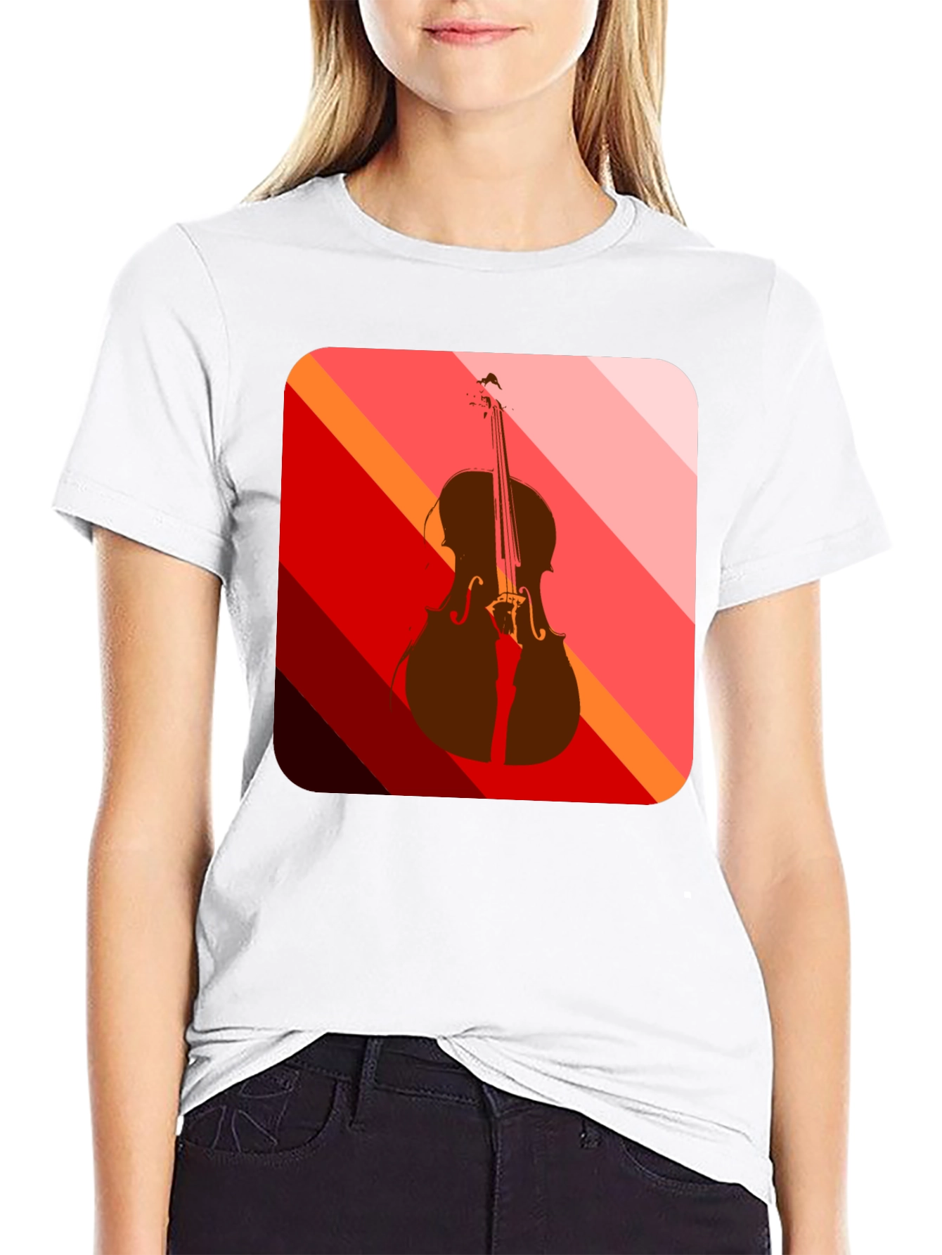 Black Abstract Cello Graphic Tee - Black view 9
