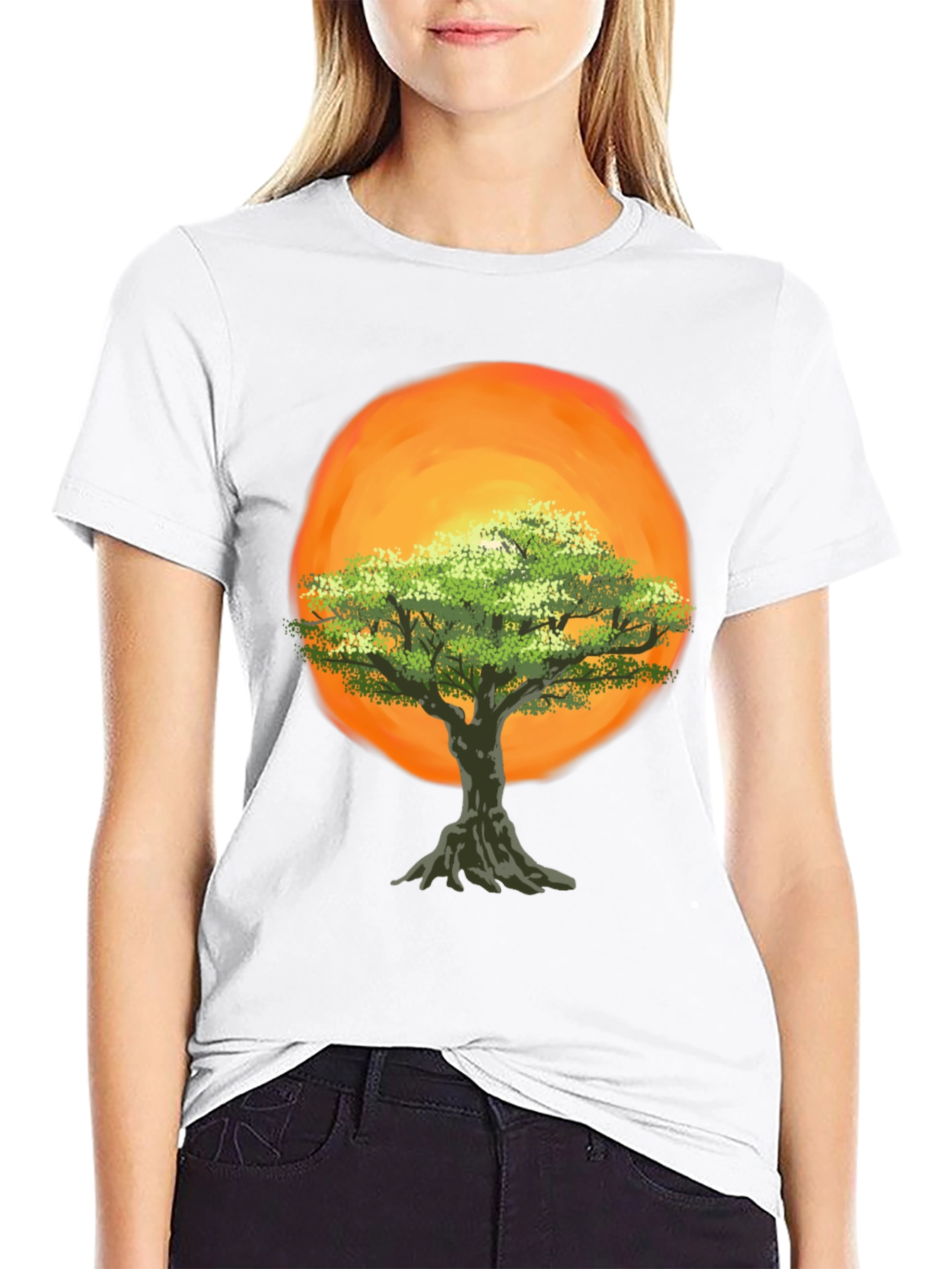 Black Tree of Life Graphic Tee - Sunset Design view 9