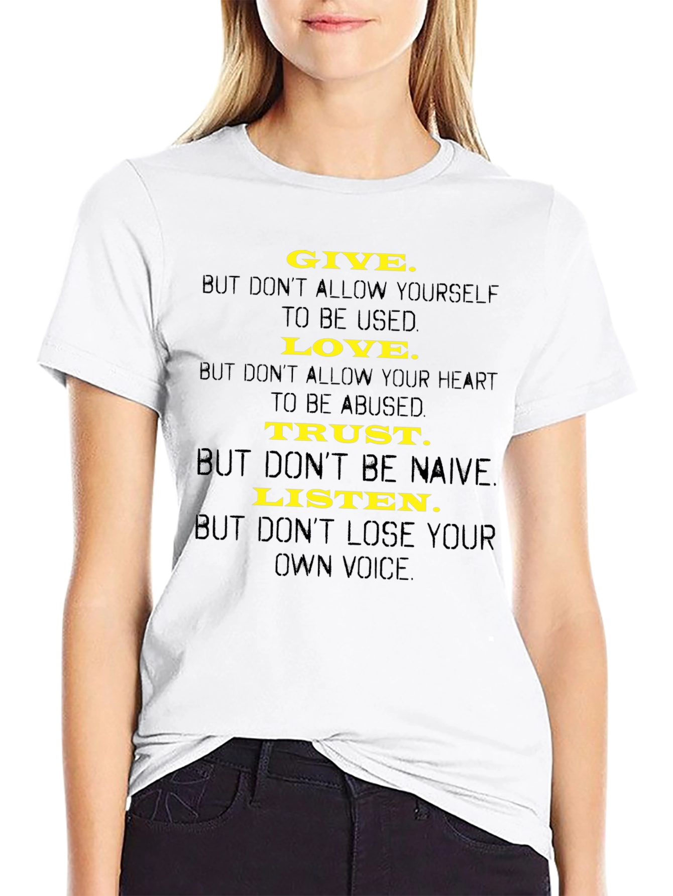 Black Inspirational Graphic Tee - Give, Love, Trust, Listen view 9