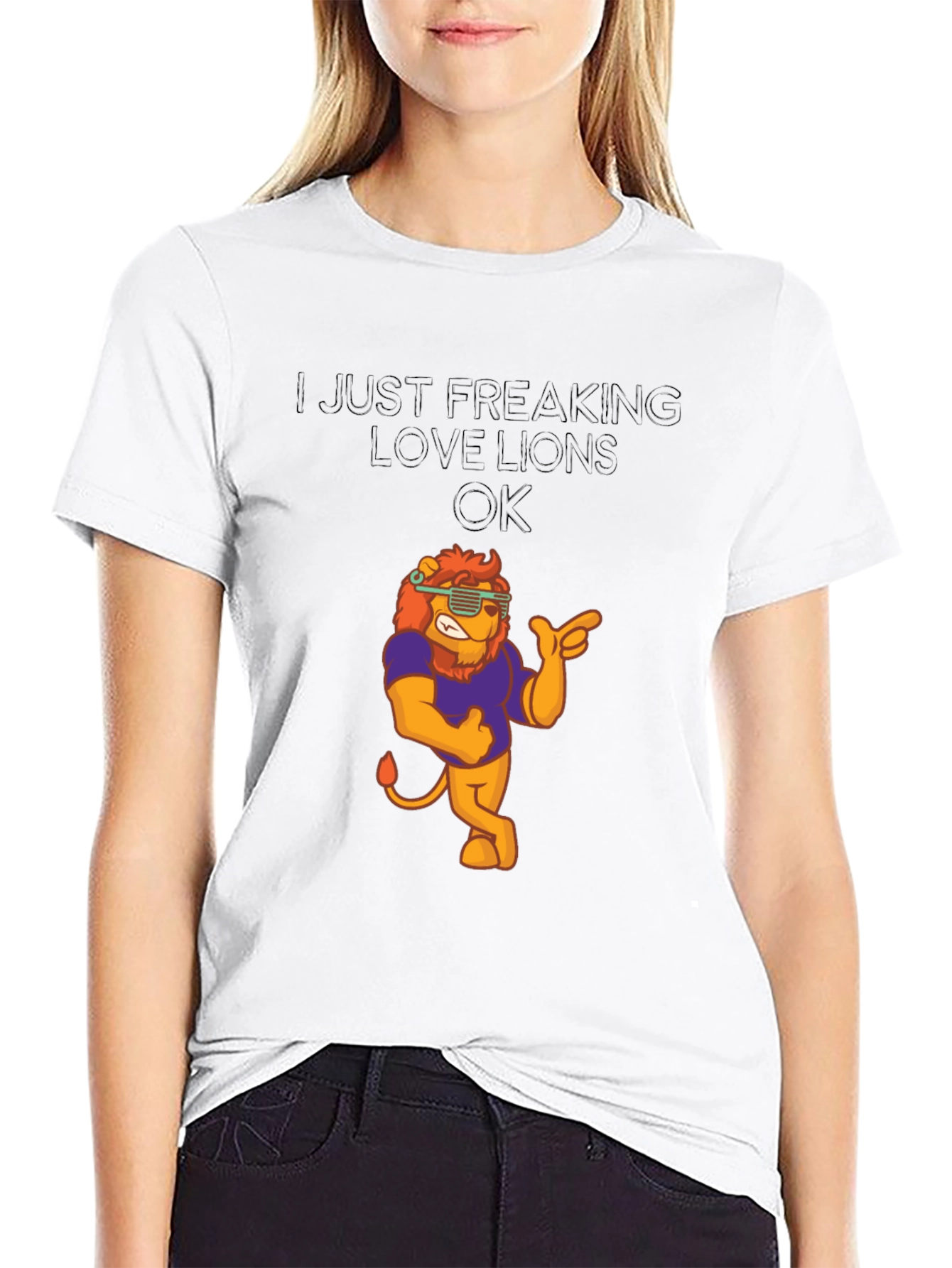 Black I Just Freaking Love Lions T-Shirt - Funny Lion Graphic Tee view 9