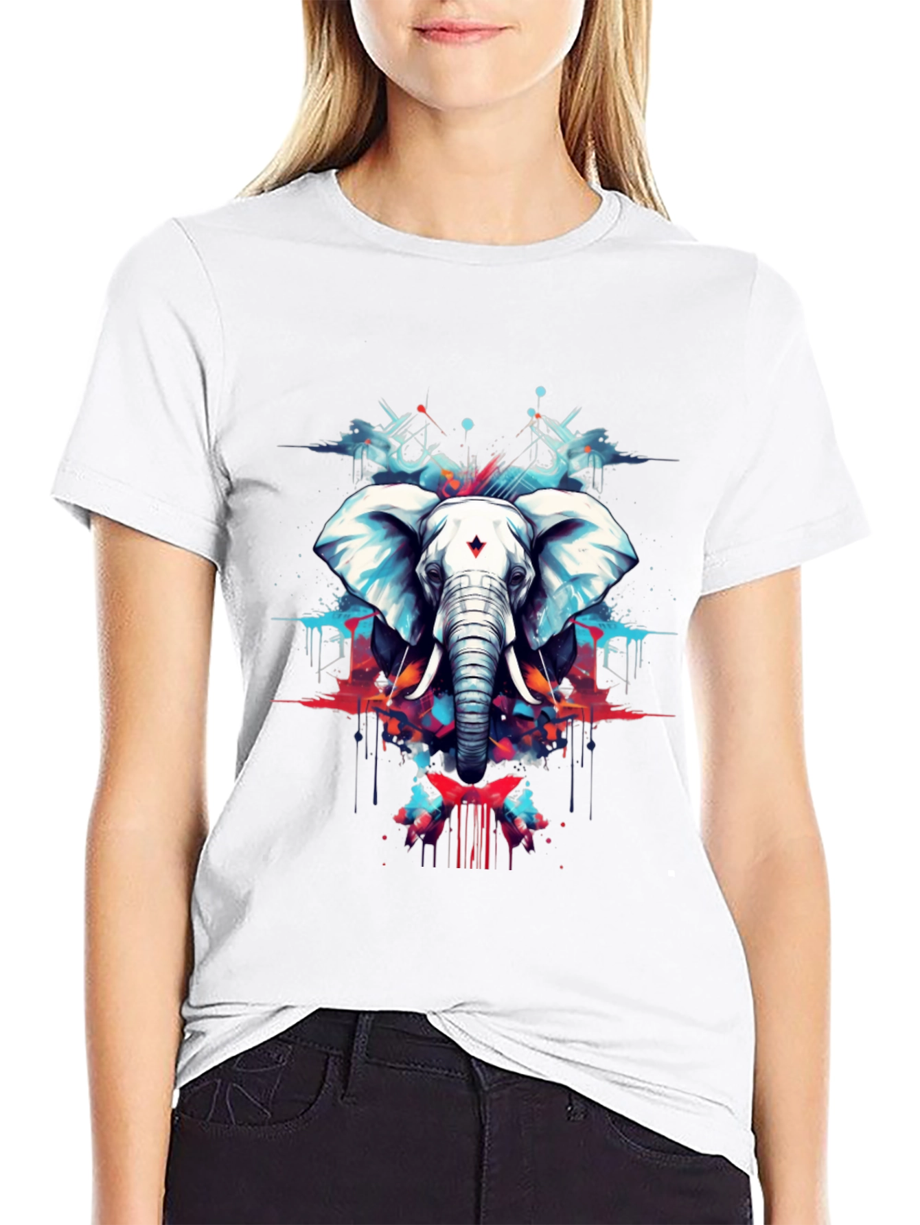 Black Elephant Art Black Tee - Stylish Graphic Print view 9