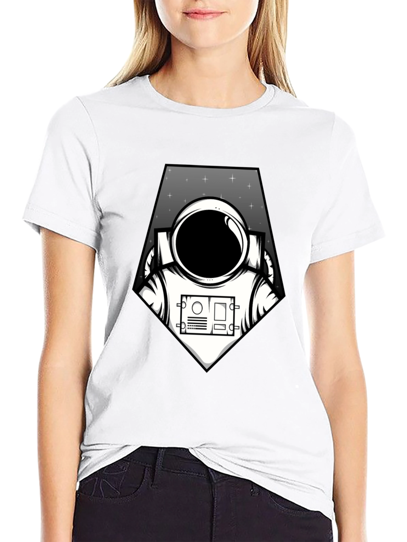 Black Astronaut Graphic Tee - Black Space Explorer T-Shirt view 9