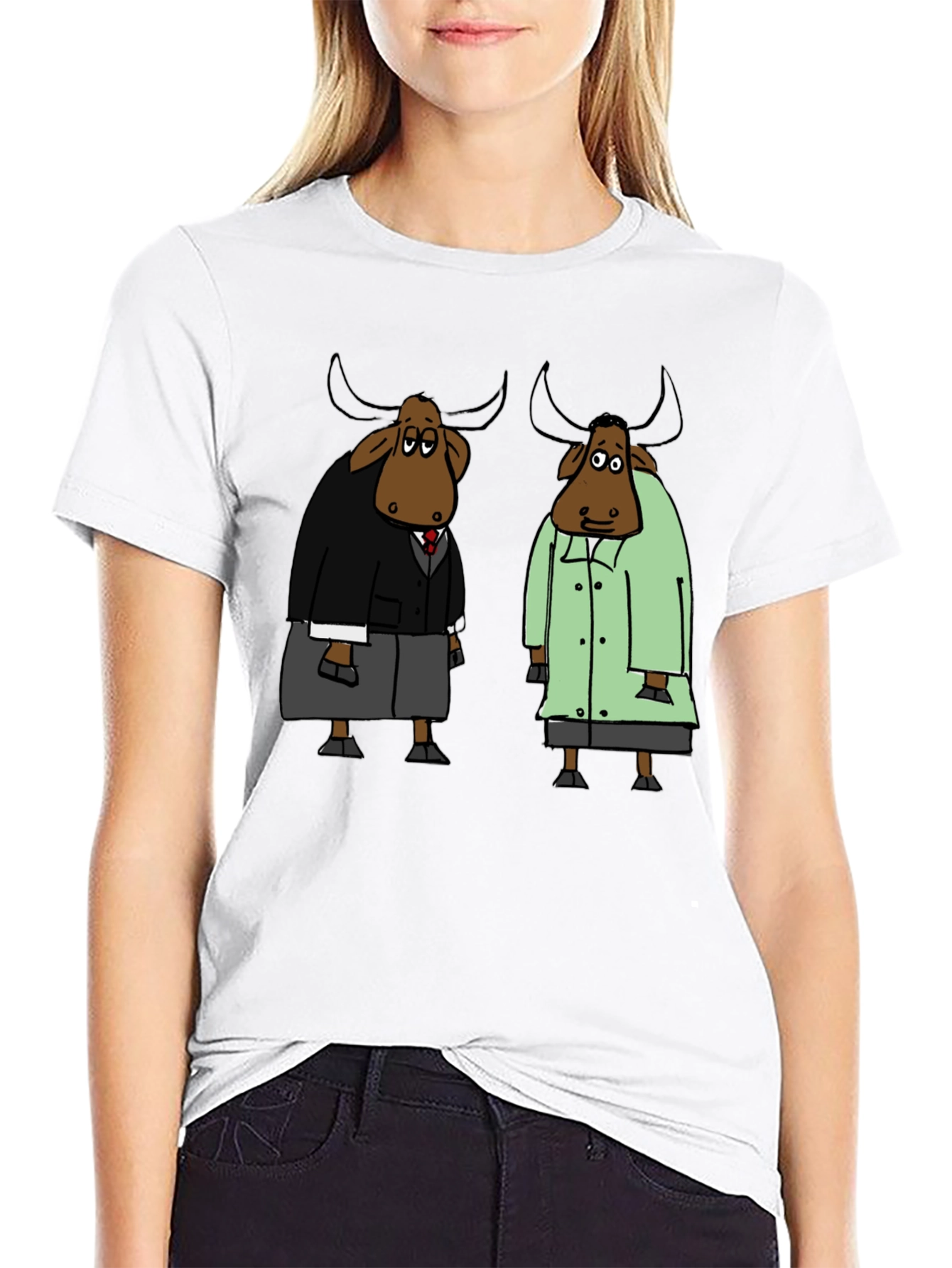 Black Cartoon Buffalo Black T-Shirt view 9