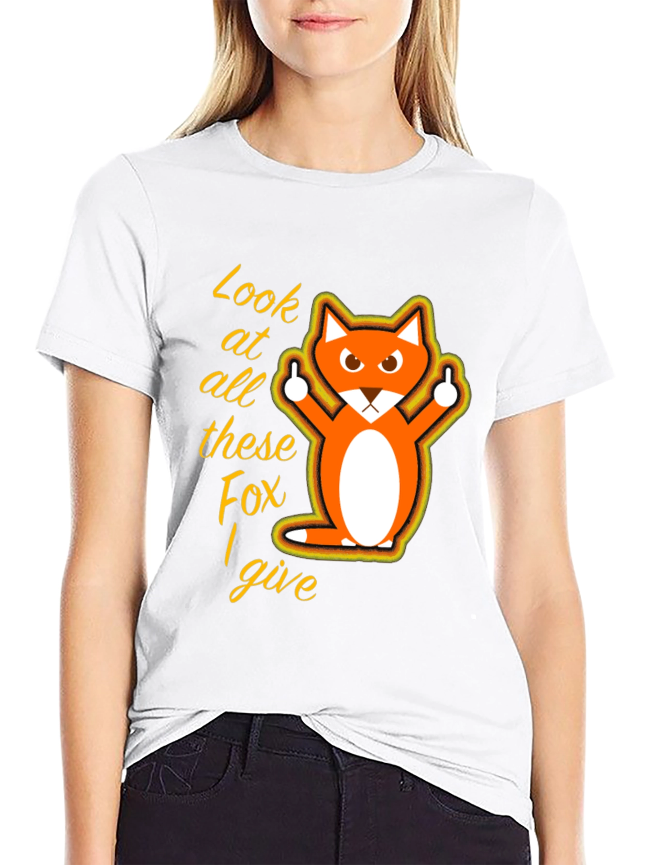 Black Funny Fox Graphic T-Shirt - Look at All These Fox I Give view 9