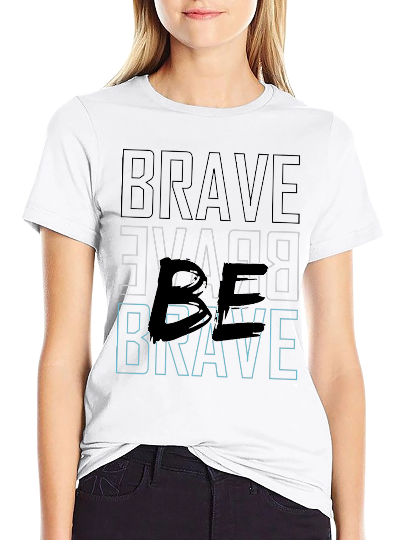 Black Brave Graphic Tee - Bold Black Print view 9