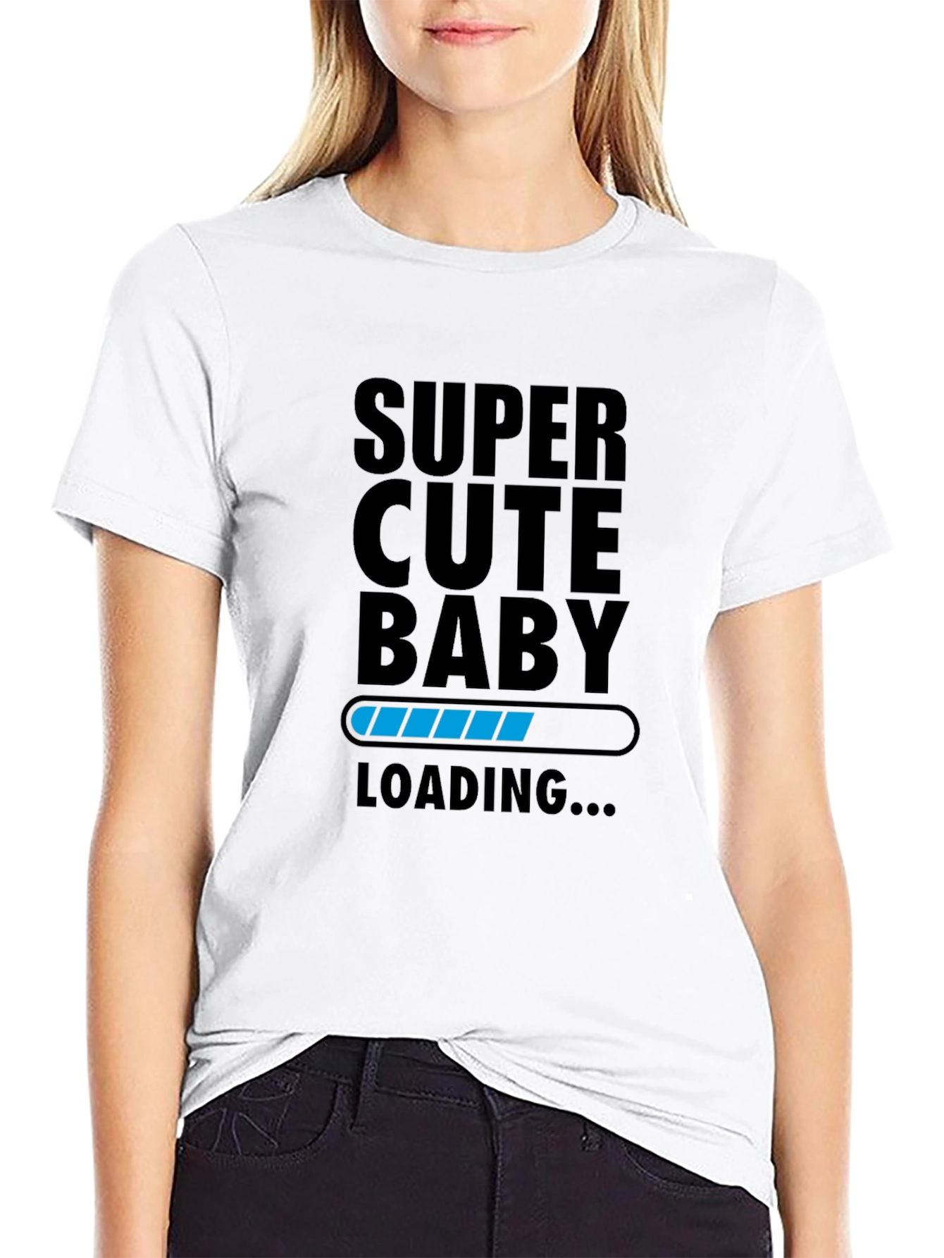 Black Super Cute Baby Loading T-Shirt - Unisex view 9