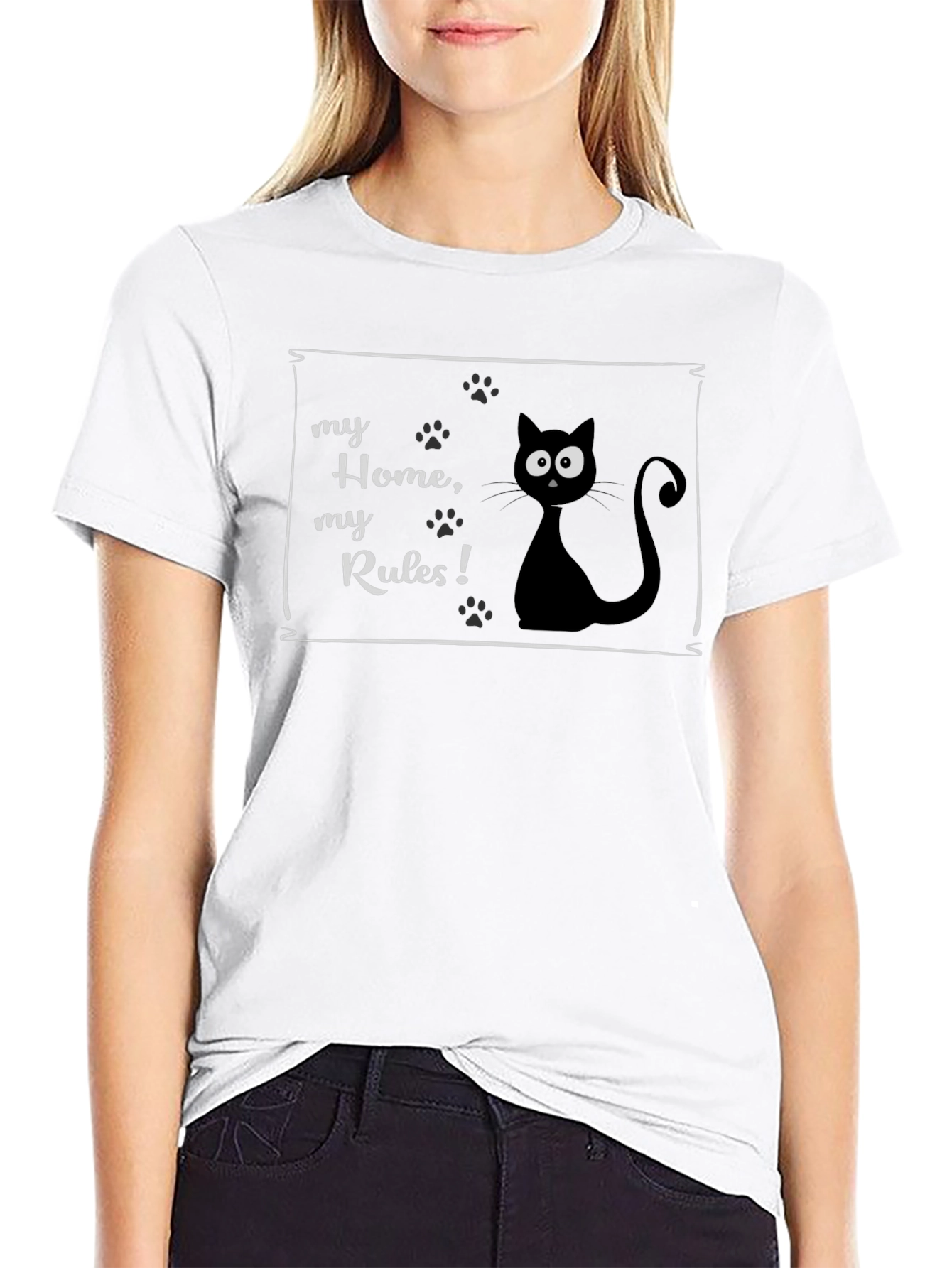 Black My Home, My Rules Cat T-Shirt view 9