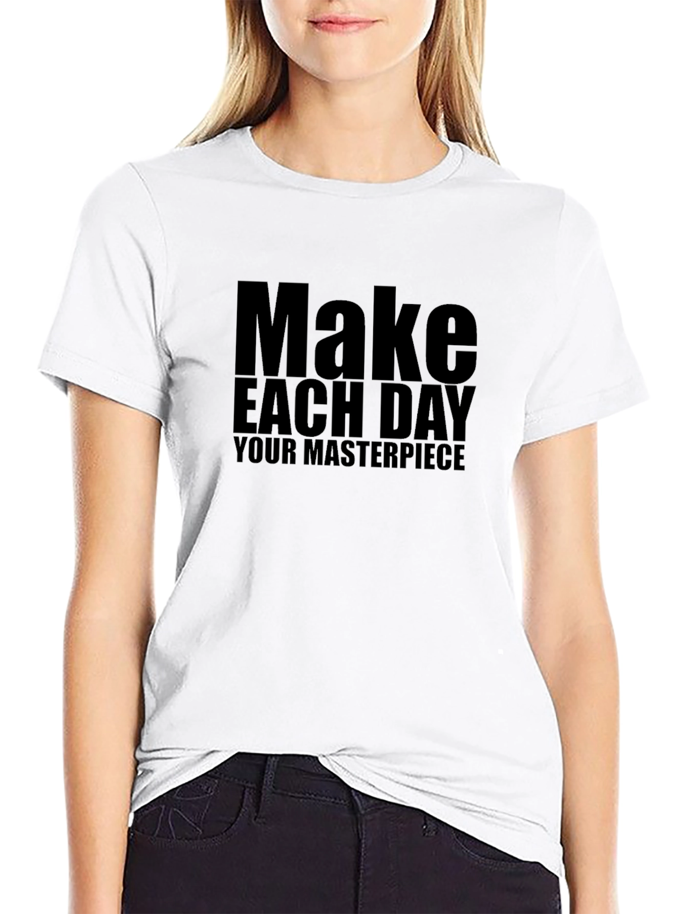 Black Inspirational Black T-Shirt - Make Each Day Your Masterpiece view 9