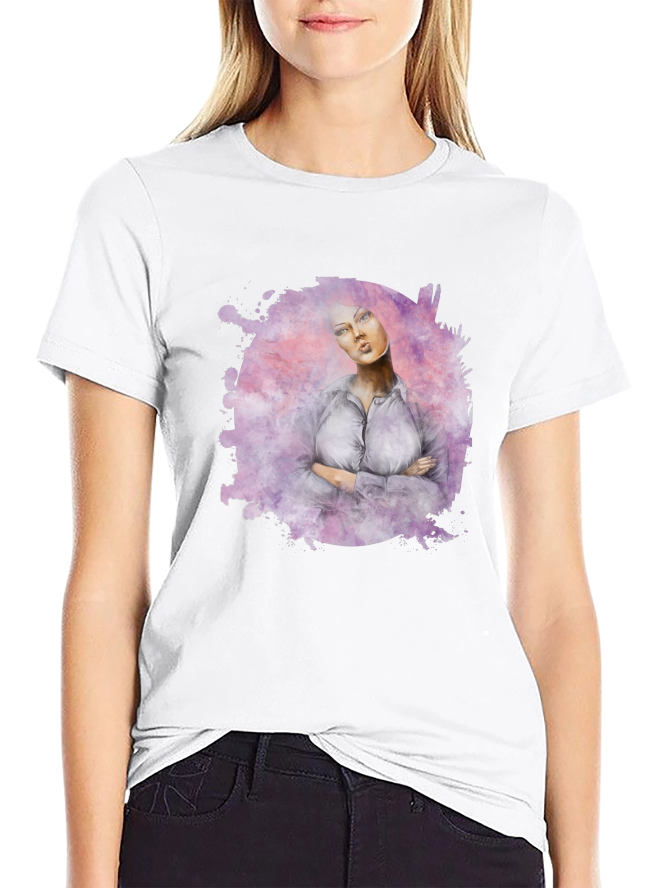 Black Watercolor Woman Graphic Tee - Unique Artistic Design view 9
