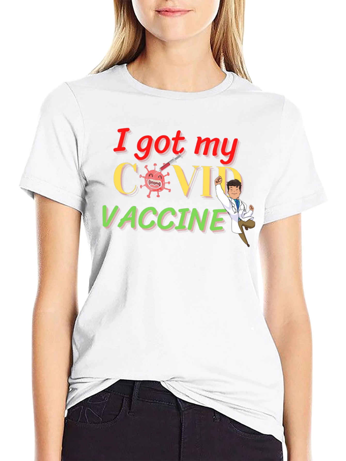 Black I Got My COVID Vaccine Graphic Tee view 9