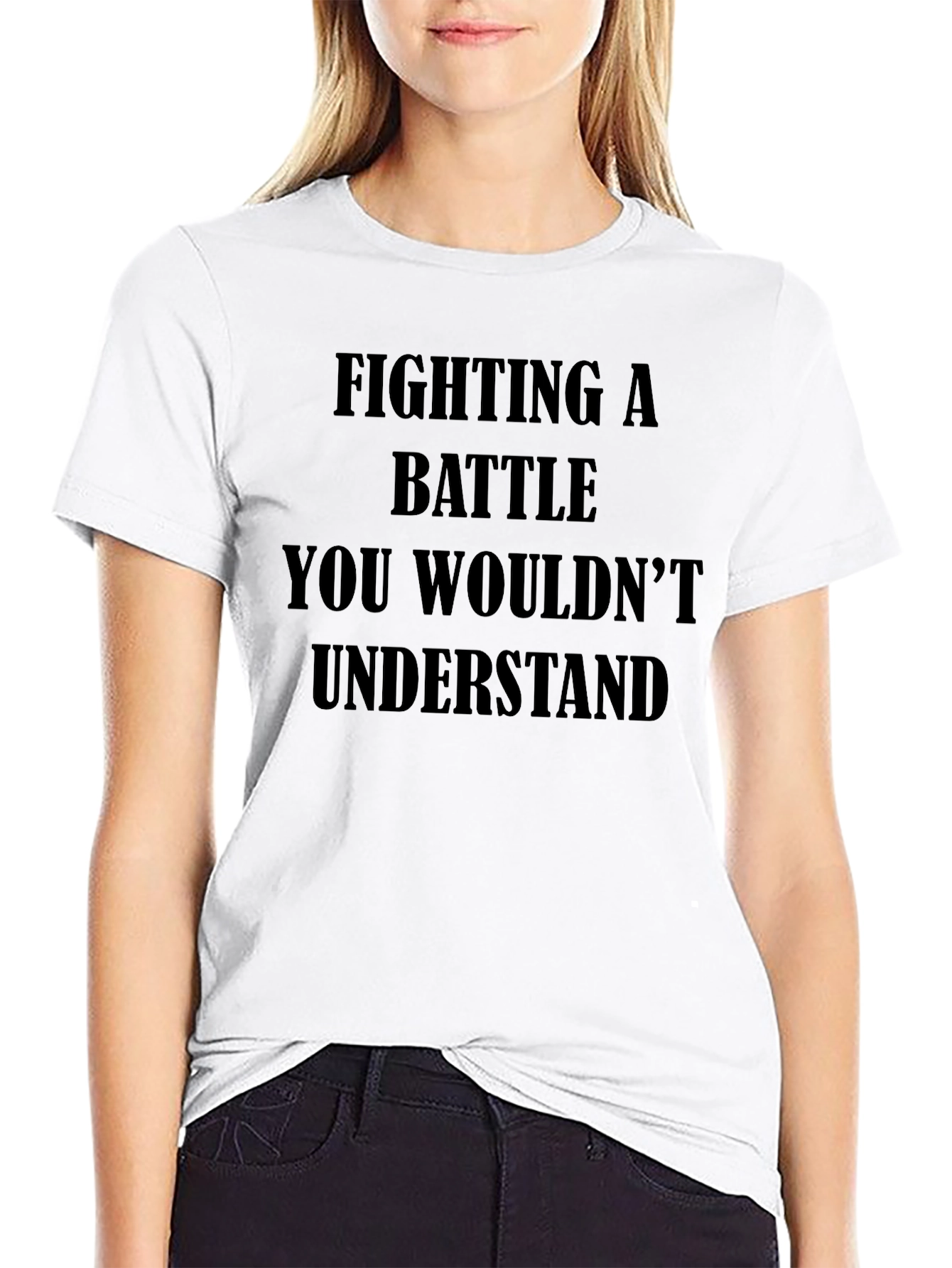Black Fighting a Battle Tee - Mens Black T-Shirt view 9