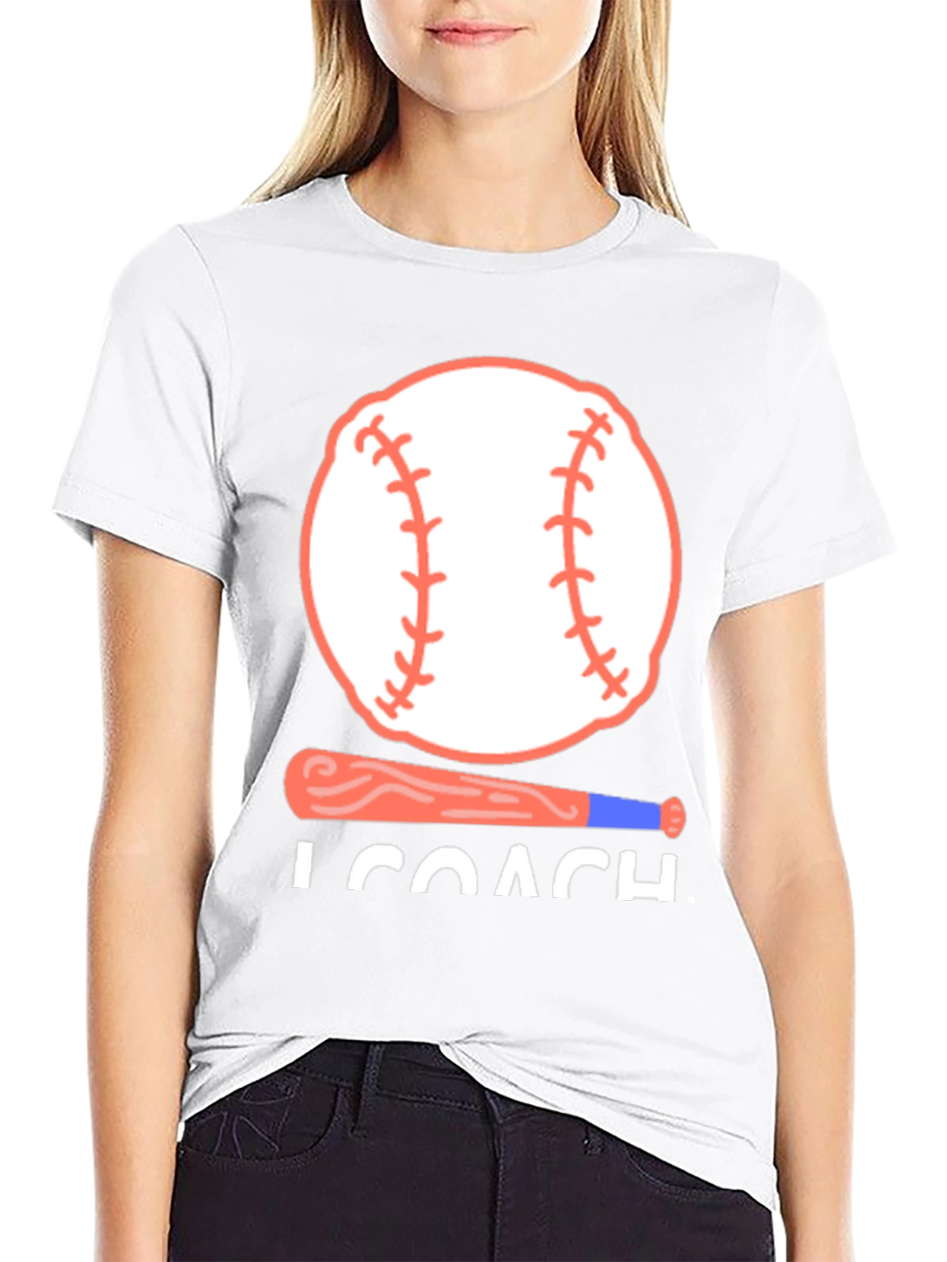 Baseball Coach T-Shirt - Baseball Bat and Ball Design - 9