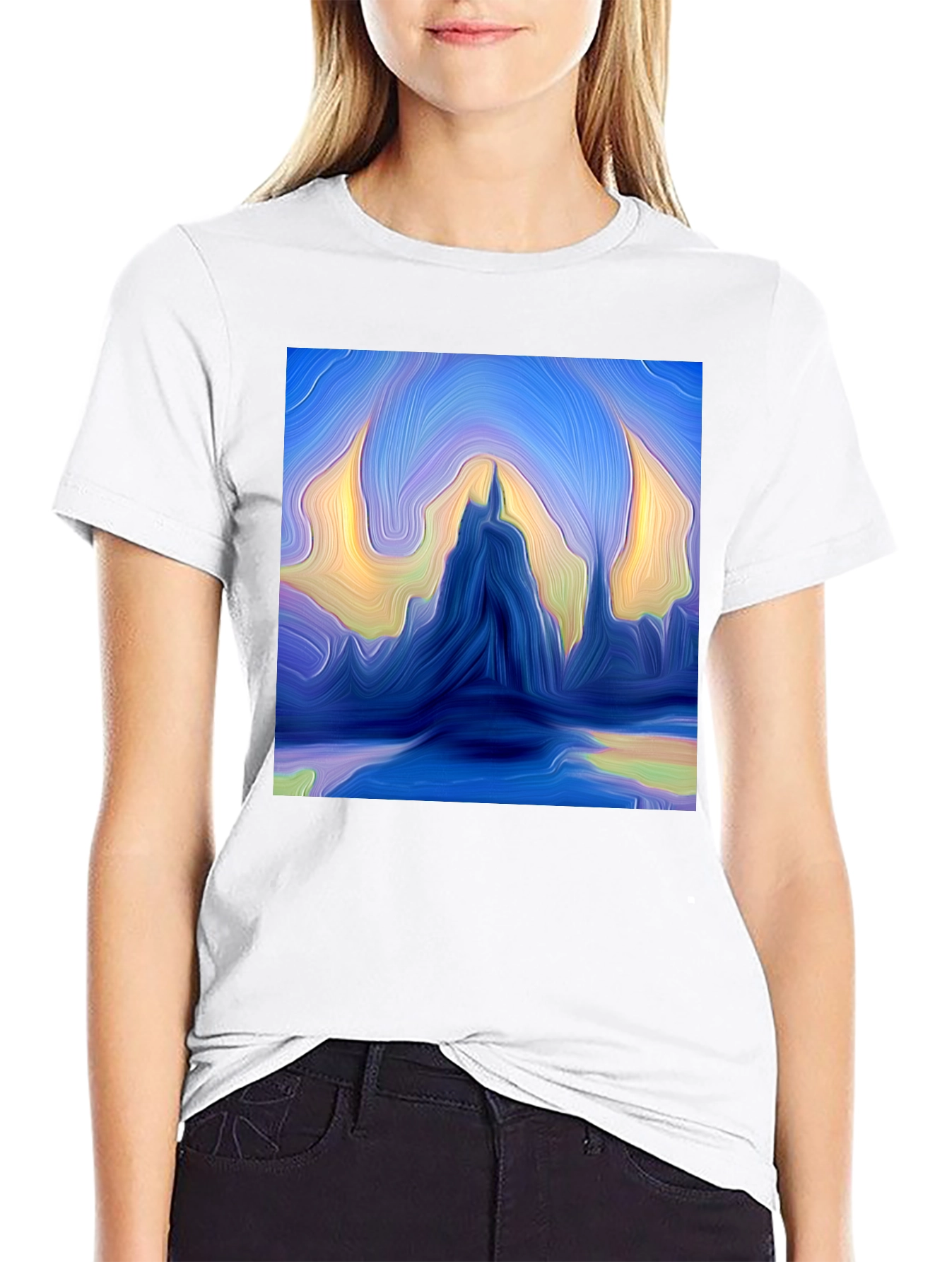 Black Abstract Mountains Graphic Tee view 9