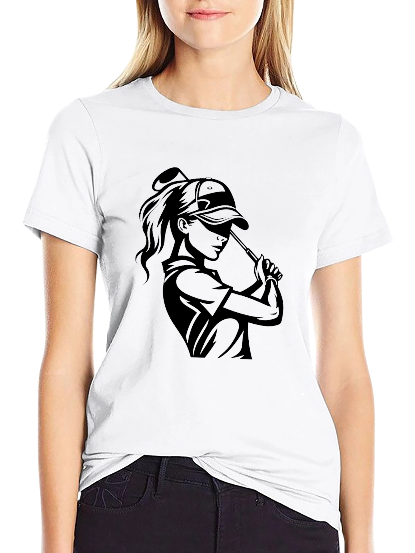 Black Golfer Girl T-Shirt - Sporty Tee view 9
