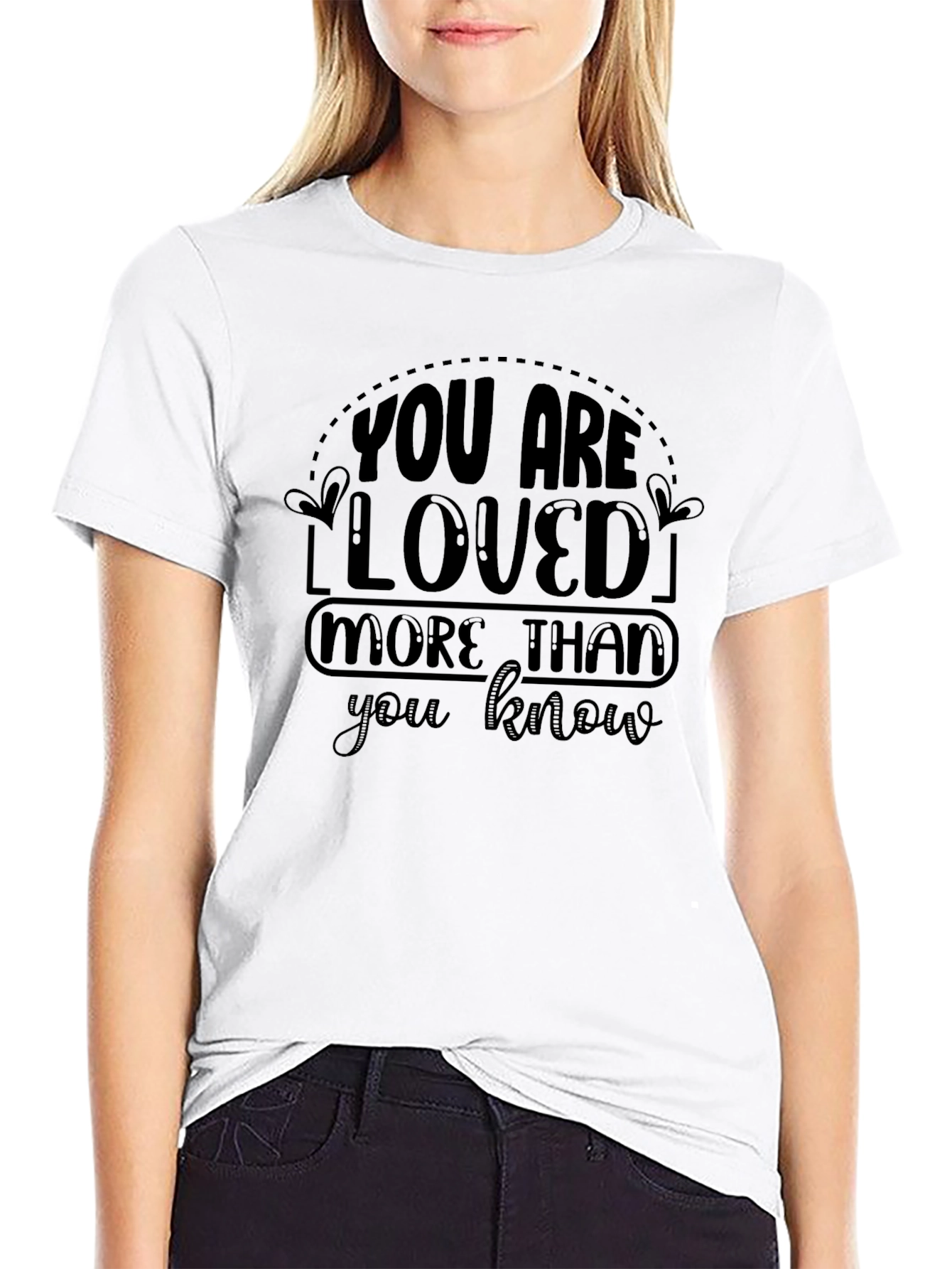 Black You Are Loved Graphic Black Tee Shirt view 9