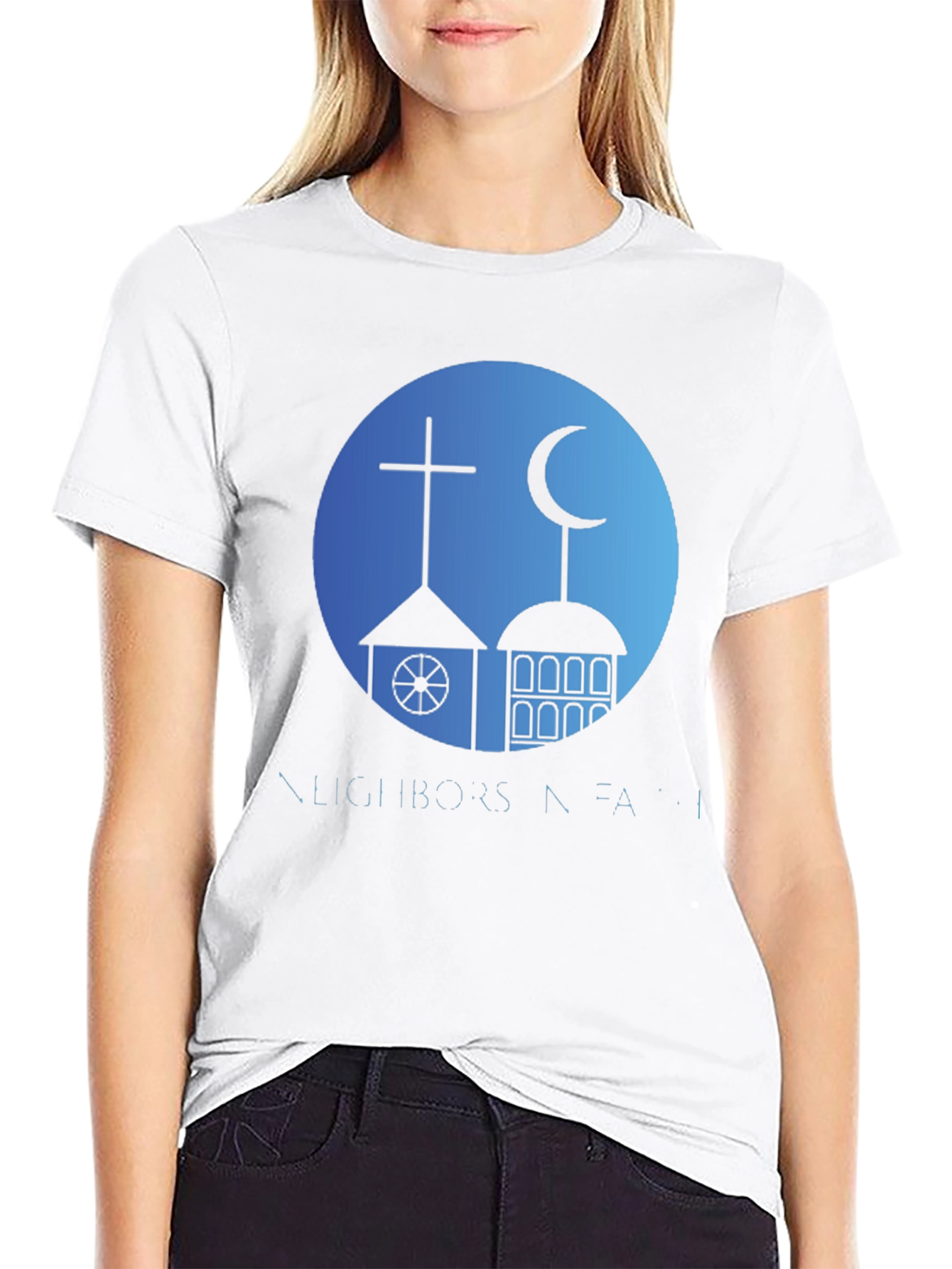 Black Neighbors in Faith T-Shirt - Religious Harmony Design view 9