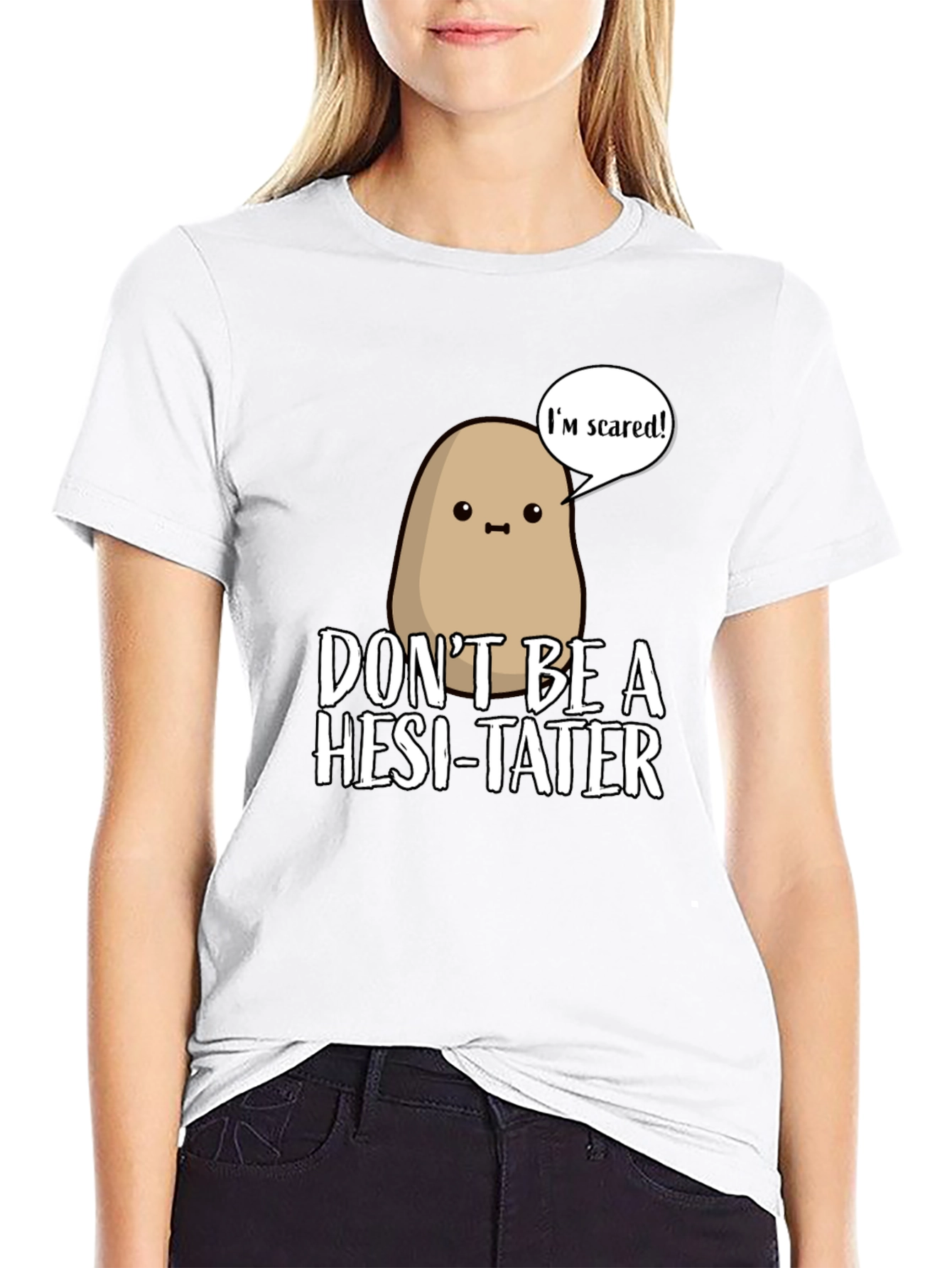 Black Funny Potato T-Shirt - Don't Be a Hesi-Tater! view 9