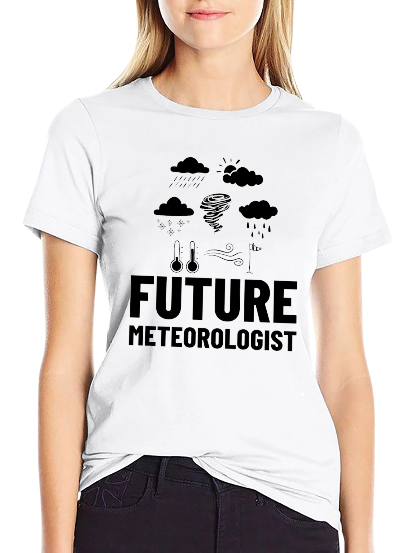 Black Future Meteorologist Black T-Shirt - Weather Science Tee view 9